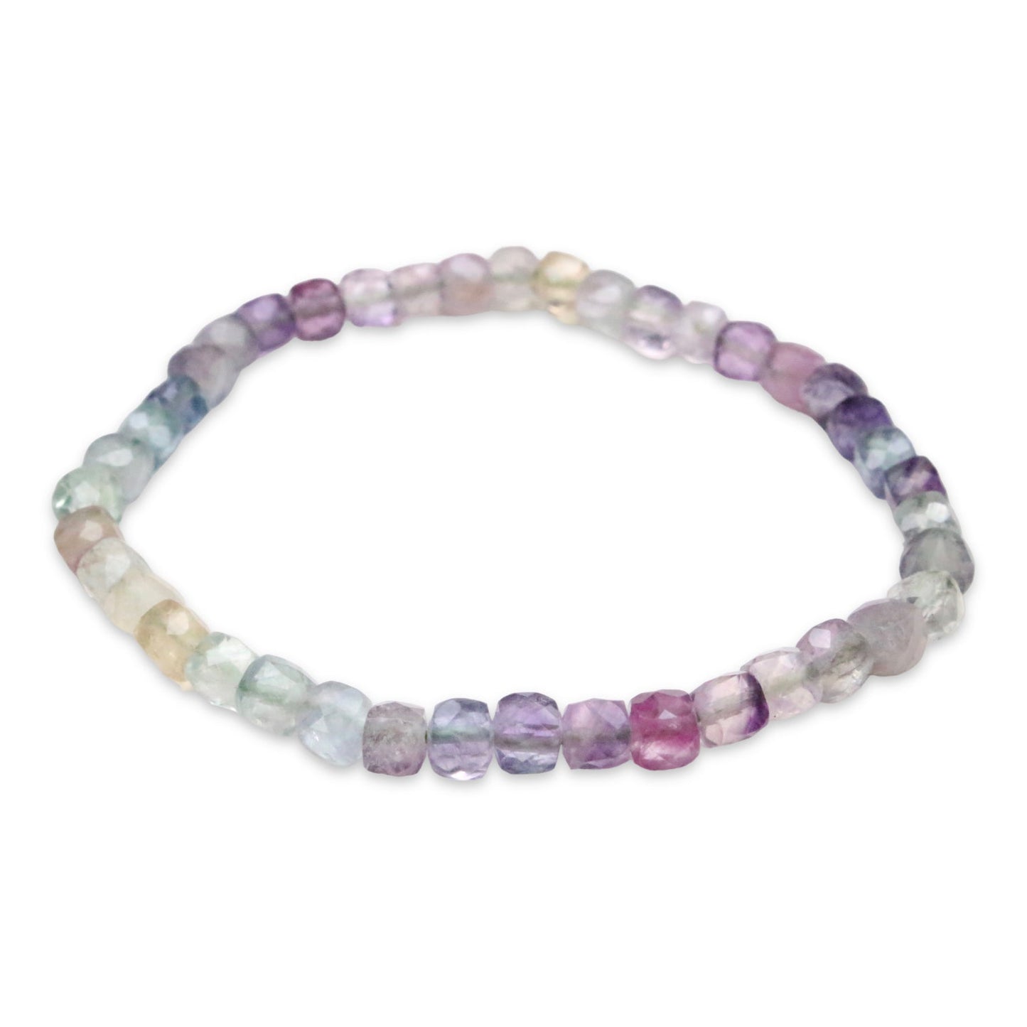 Bracelet fluorine multicolore AA cube 4x4 mm - Foliesbijoux