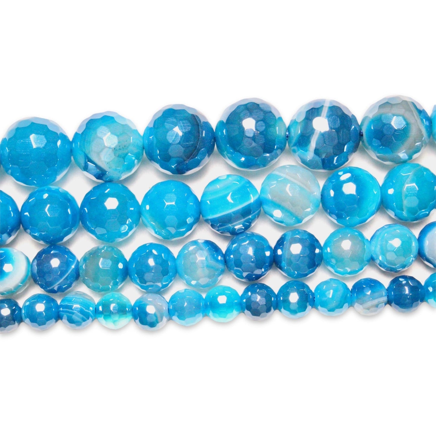 Fil de perles Agate facettée bleu - Foliesbijoux