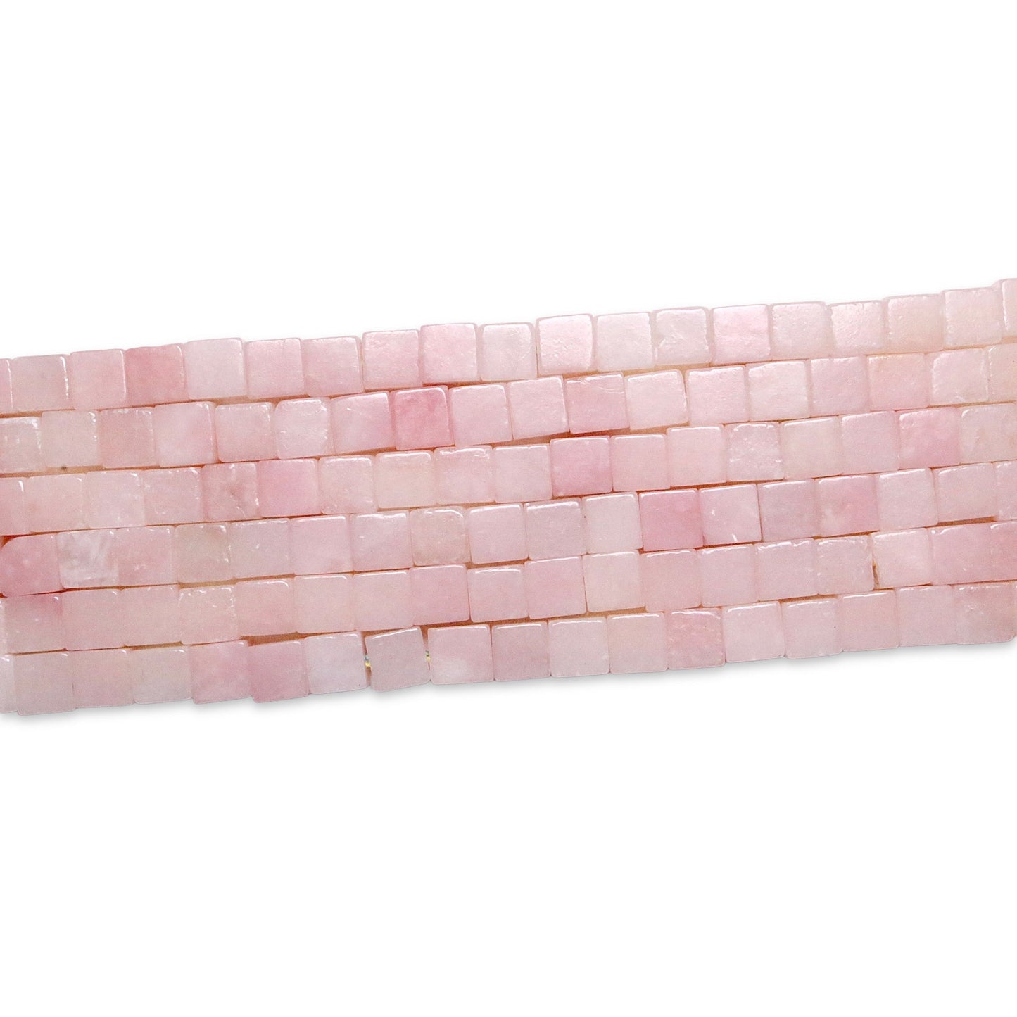 Fil de perles carrées opale rose de chine - Foliesbijoux