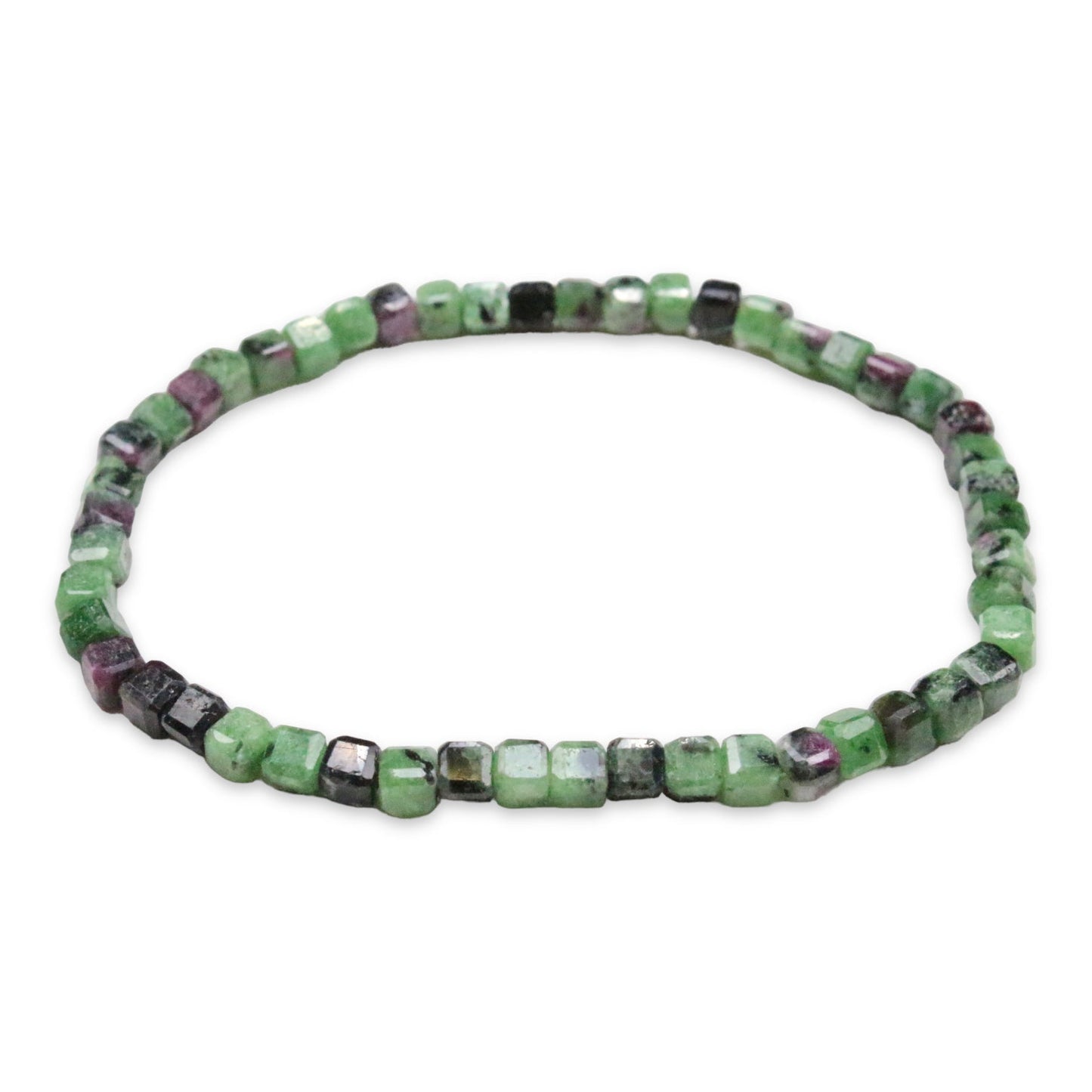 Bracelet Rubis sur zoisite A+ cube 4x4 mm - Foliesbijoux