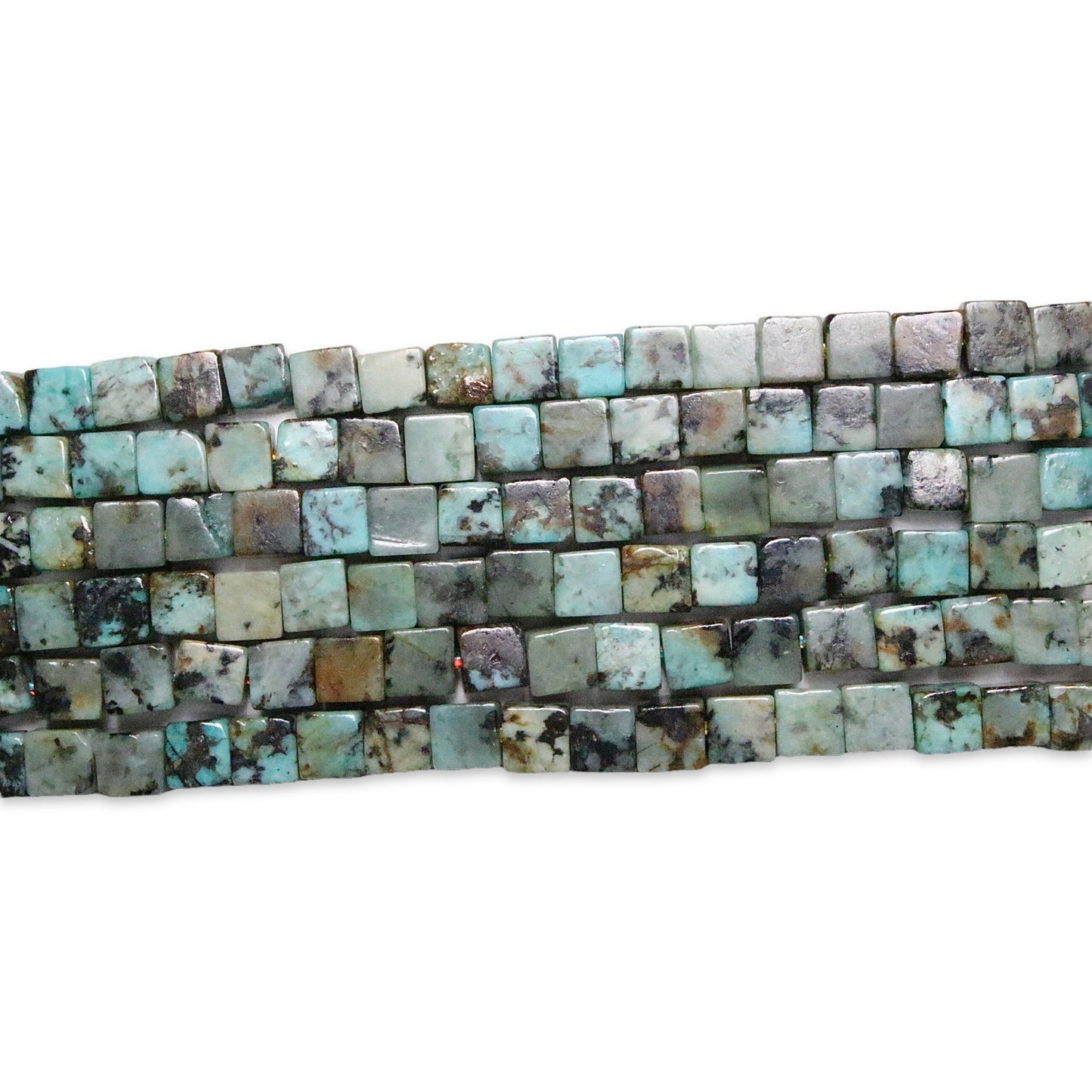 Fil de perles carrées Turquoise d'afrique - Foliesbijoux