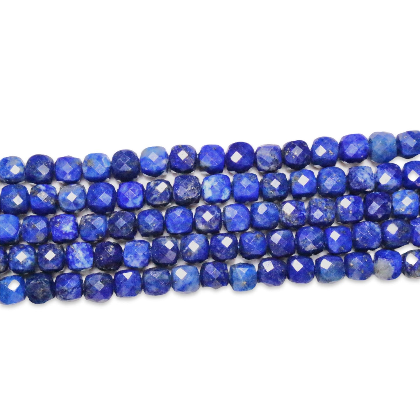 Fil de Lapis lazuli forme carré facetté 4x4 mm - Foliesbijoux
