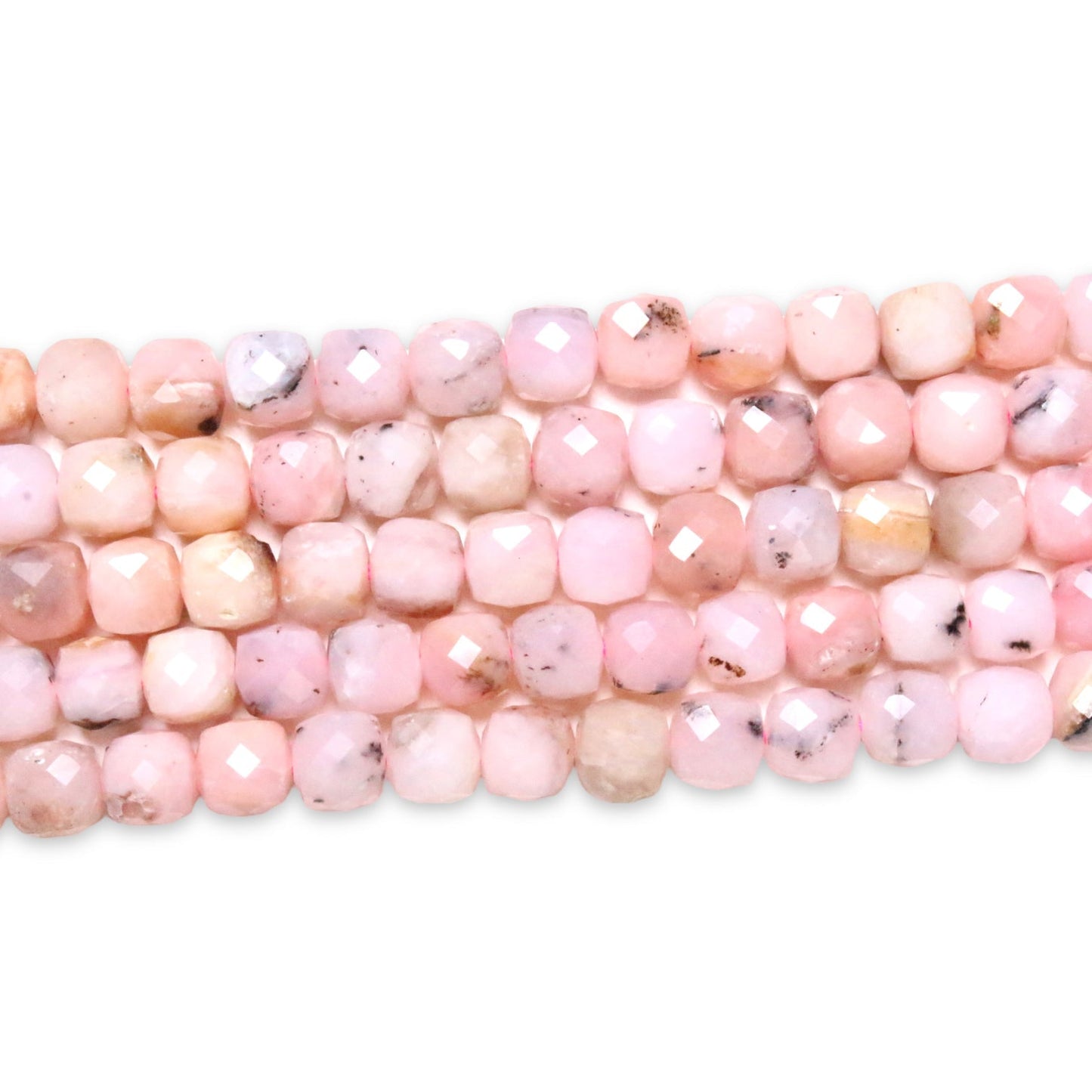 Fil de Opale rose carré facetté 4x4 mm - Foliesbijoux