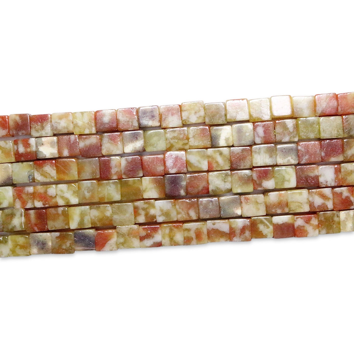 Fil de perles carrées serpentine - Foliesbijoux