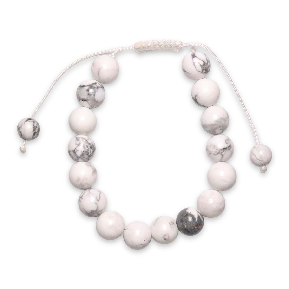 Bracelet Shamballa Howlite blanche A - Foliesbijoux