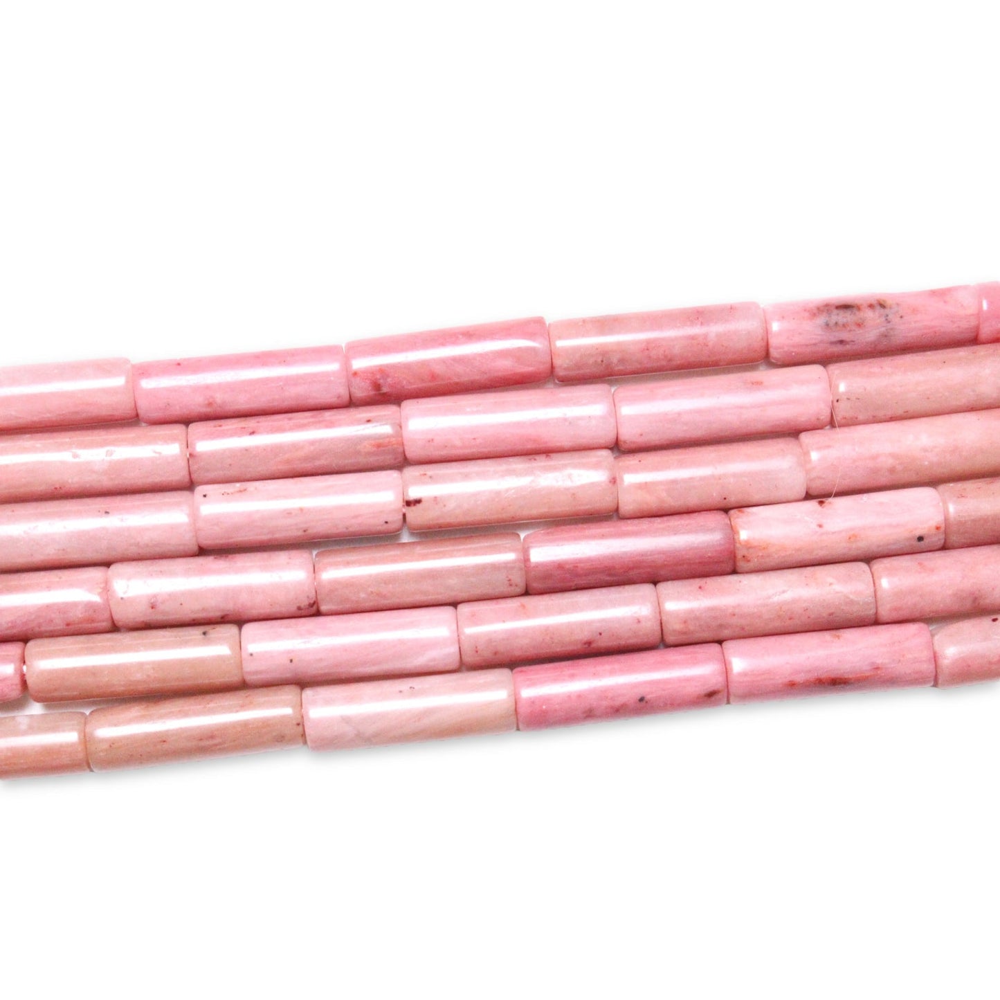 Fil de perles tubes Rhodonite rose 4x13 mm - Foliesbijoux