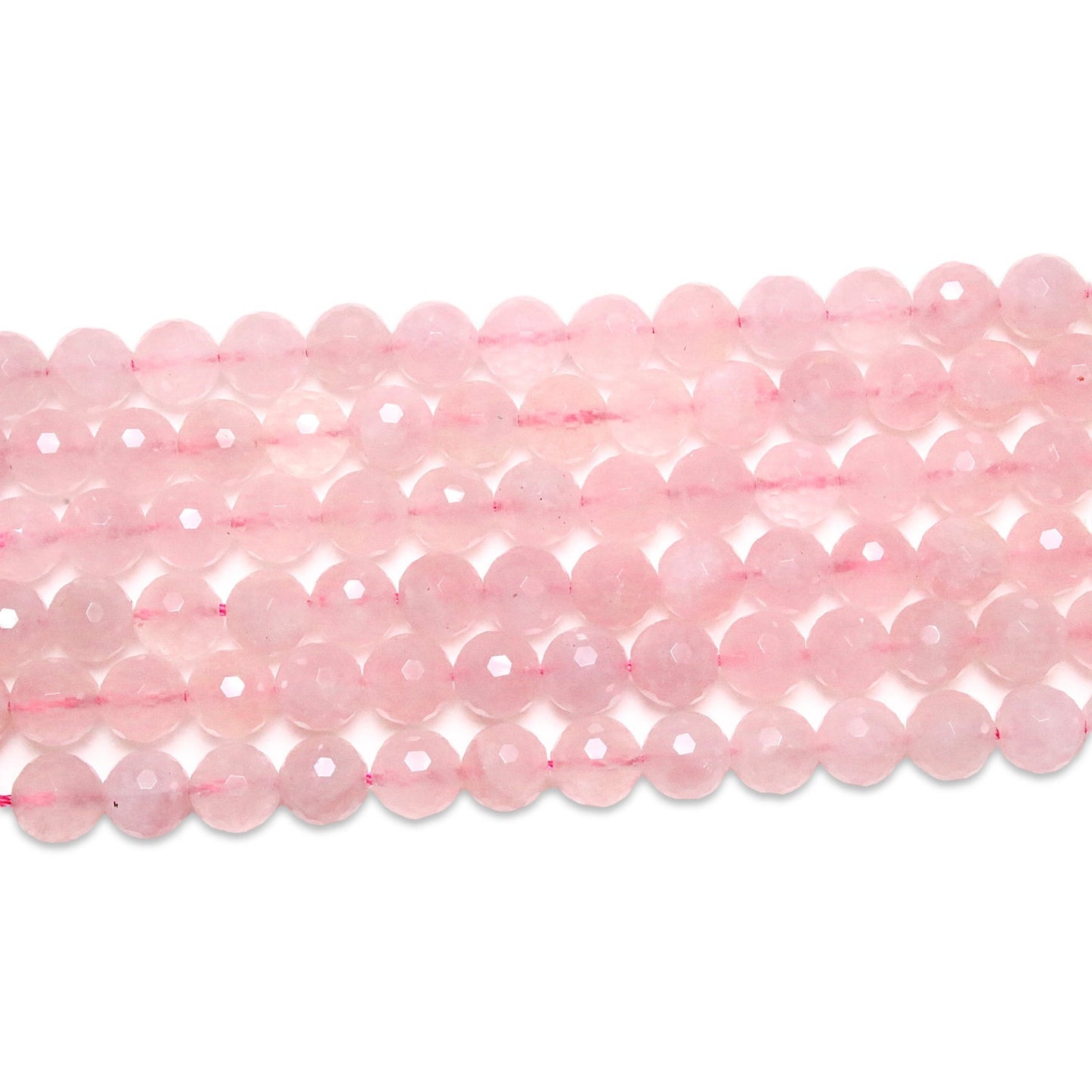 Fil de perles facettées quartz rose - Foliesbijoux