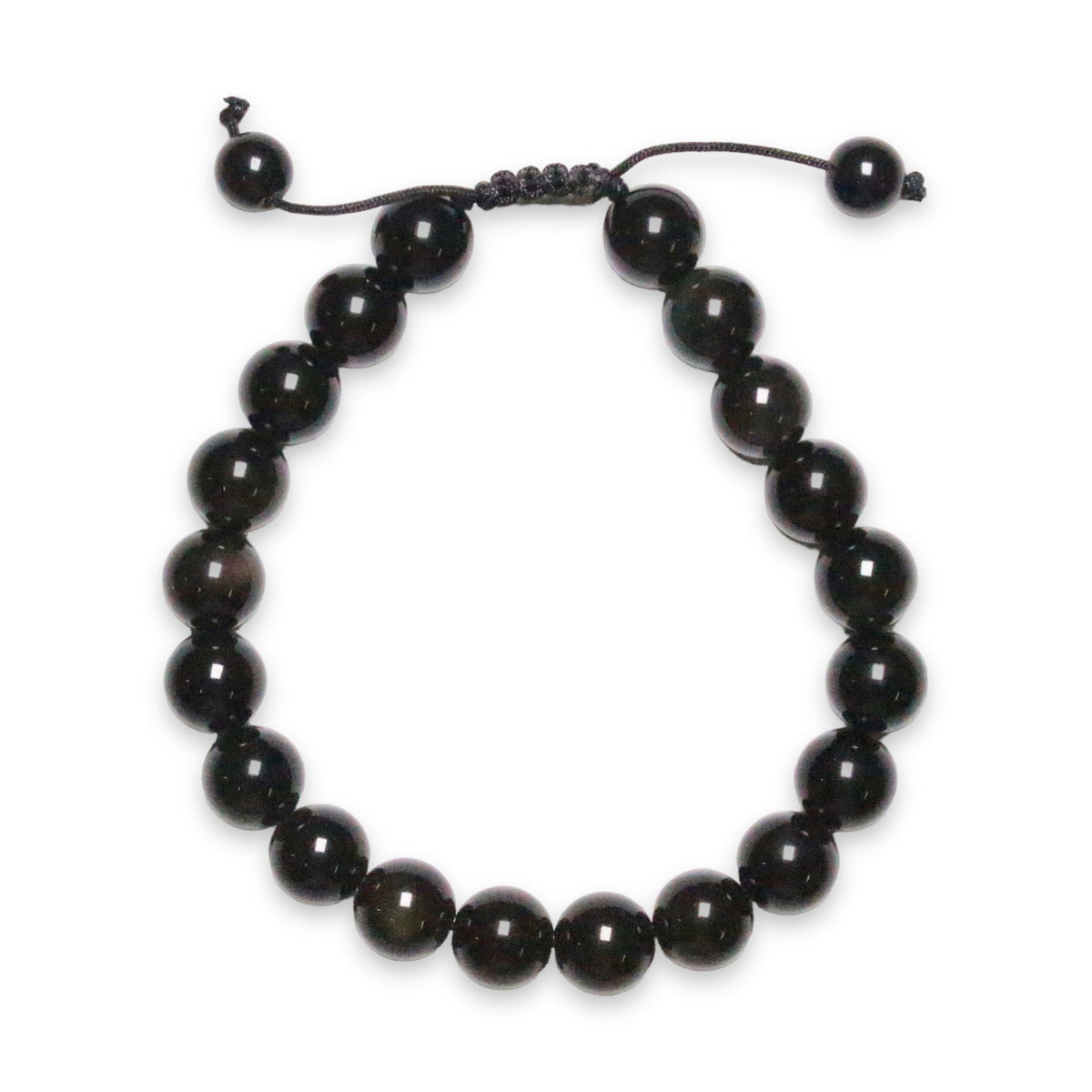 Bracelet Shamballa Obsidienne noire A - Foliesbijoux
