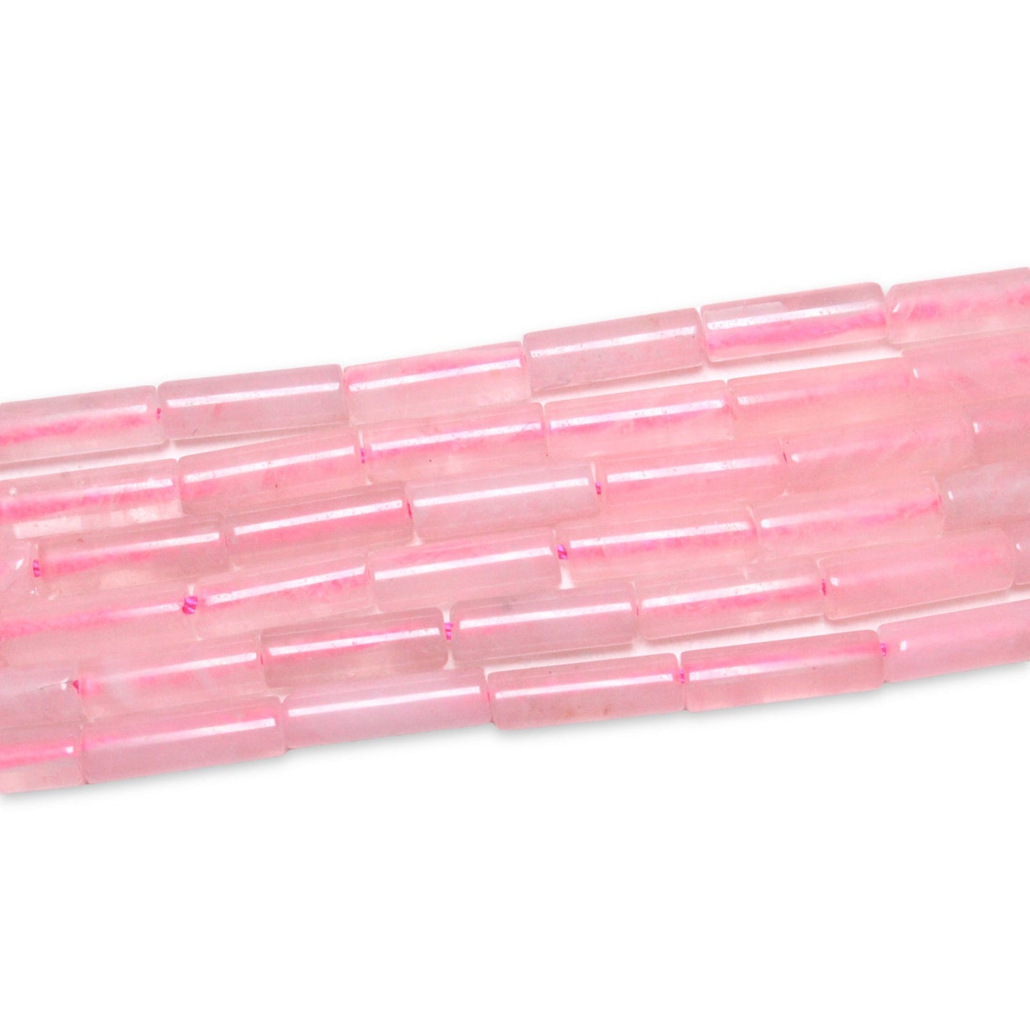Fil de perles tubes Quartz rose 4x13 mm - Foliesbijoux