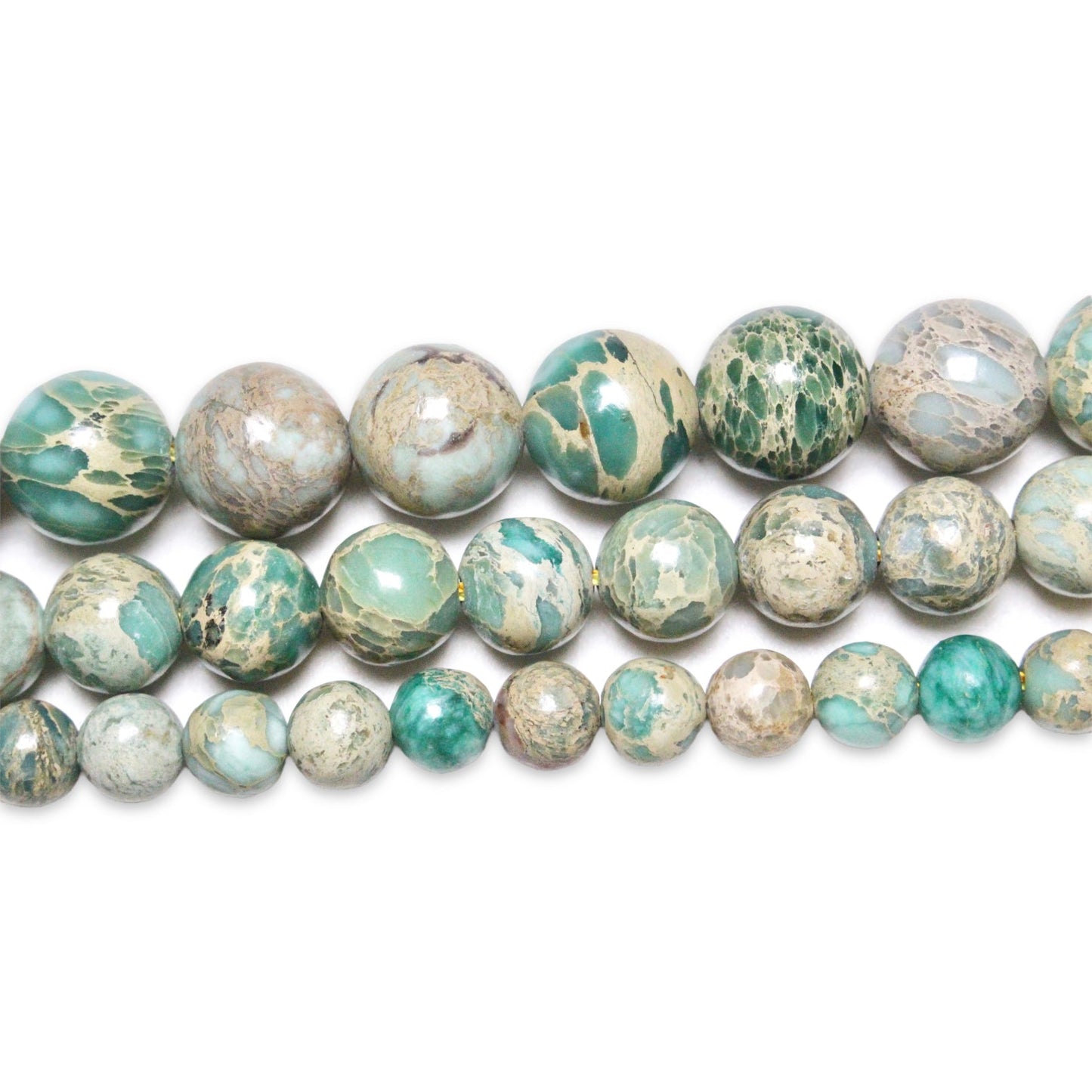 Fil de perles Jaspe serpent vert A - Foliesbijoux