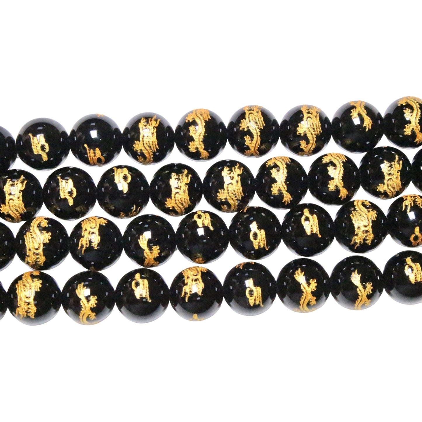 Fil de perle Feng shui dragon Obsidienne A - Foliesbijoux