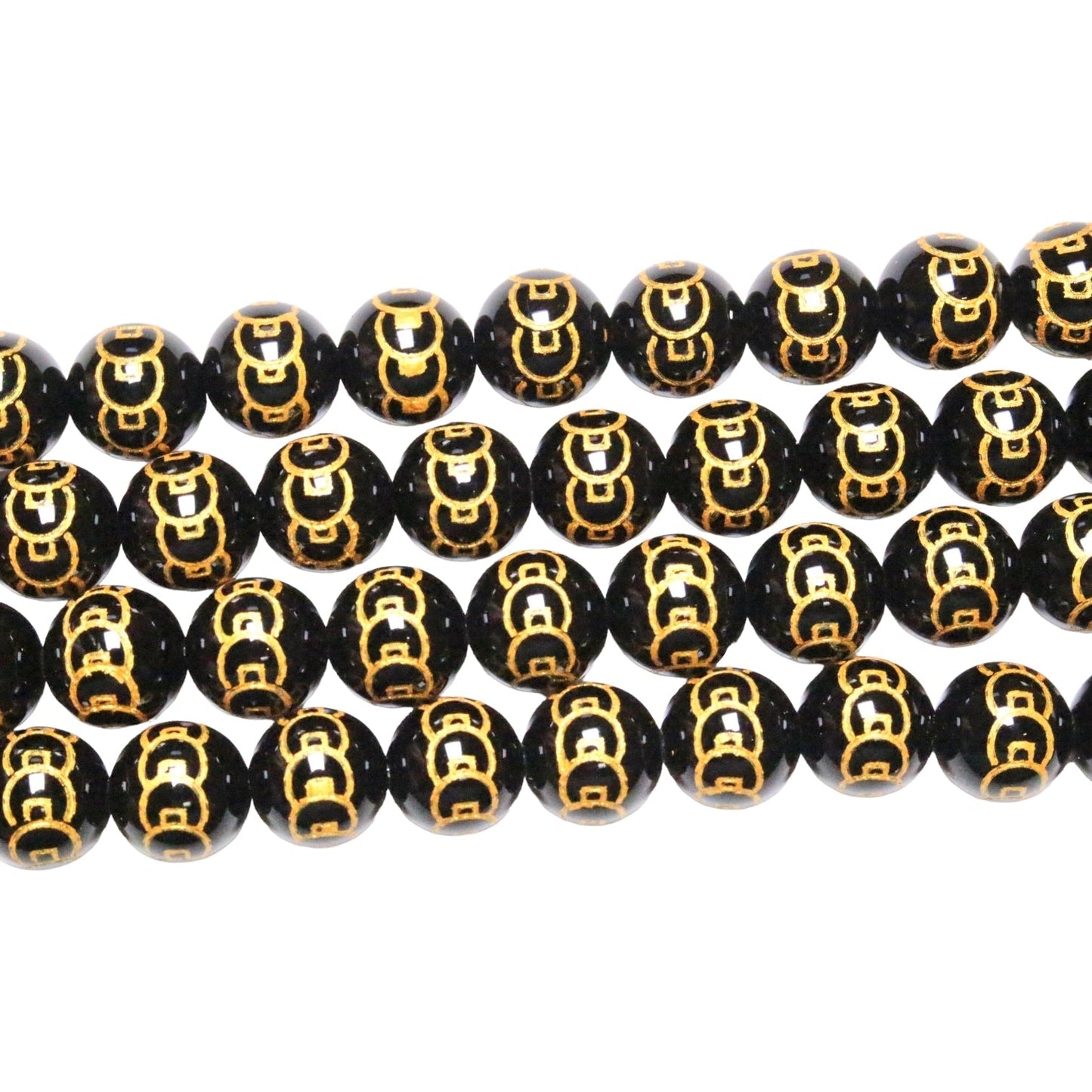 Fil de perle Piece chinoise Obsidienne A - Foliesbijoux