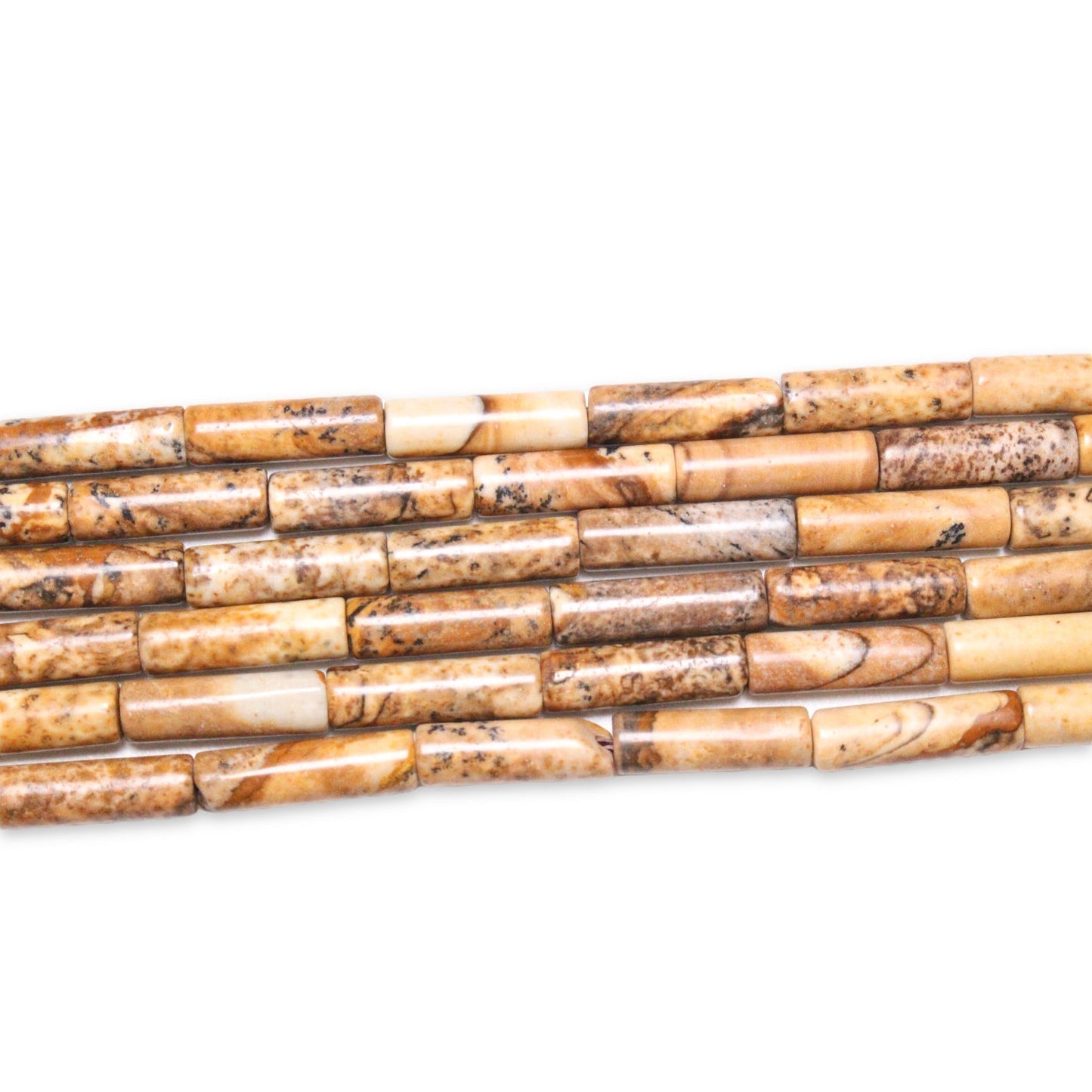 Fil de perles tubes Jaspe paysage 4x13 mm - Foliesbijoux