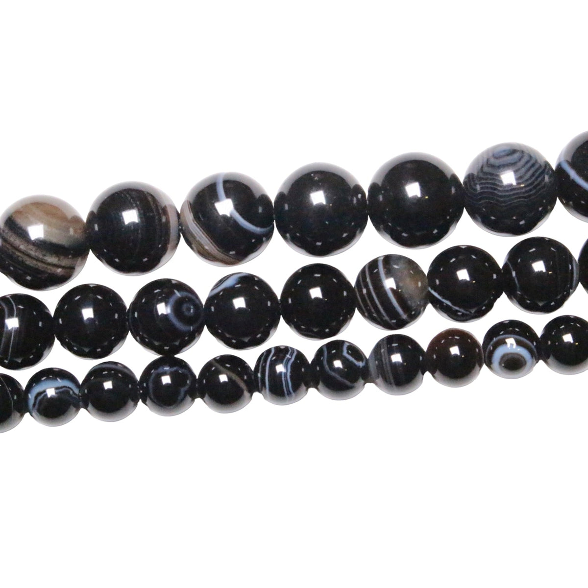 Fil de perle Agate noire A - Foliesbijoux