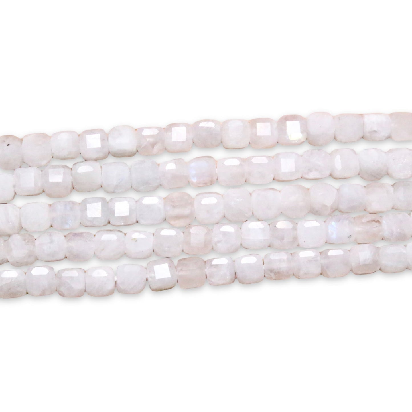 Fil de Pierre de lune bleutée forme cube 4cmx4cm - Foliesbijoux