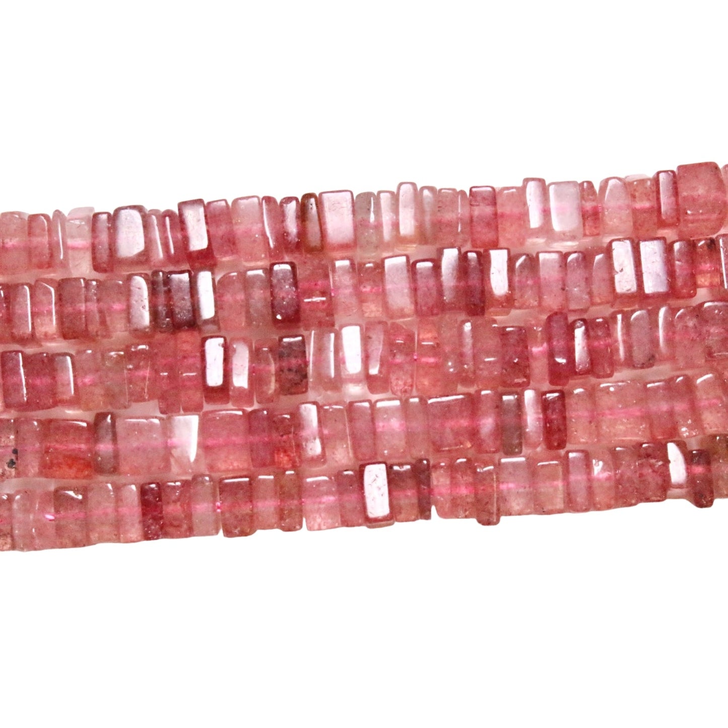 Fil de perle carré Quartz fraise A 6x4 - Foliesbijoux