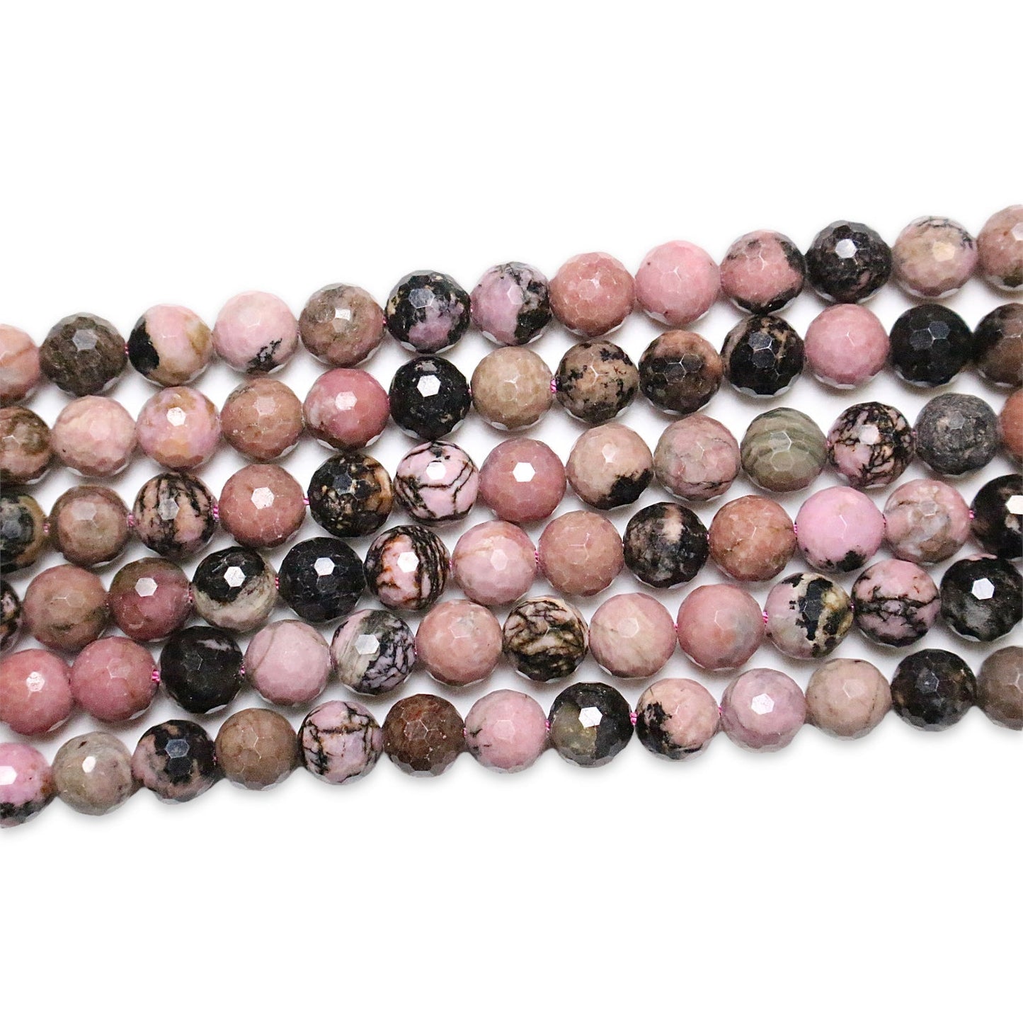 Fil de perles facettées rhodonite - Foliesbijoux