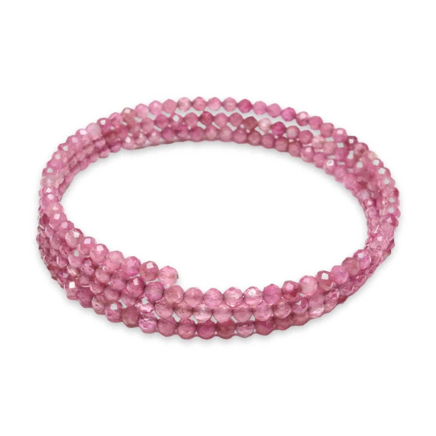 Bracelet Tourmaline rose AA Facettée 3 tours - Foliesbijoux