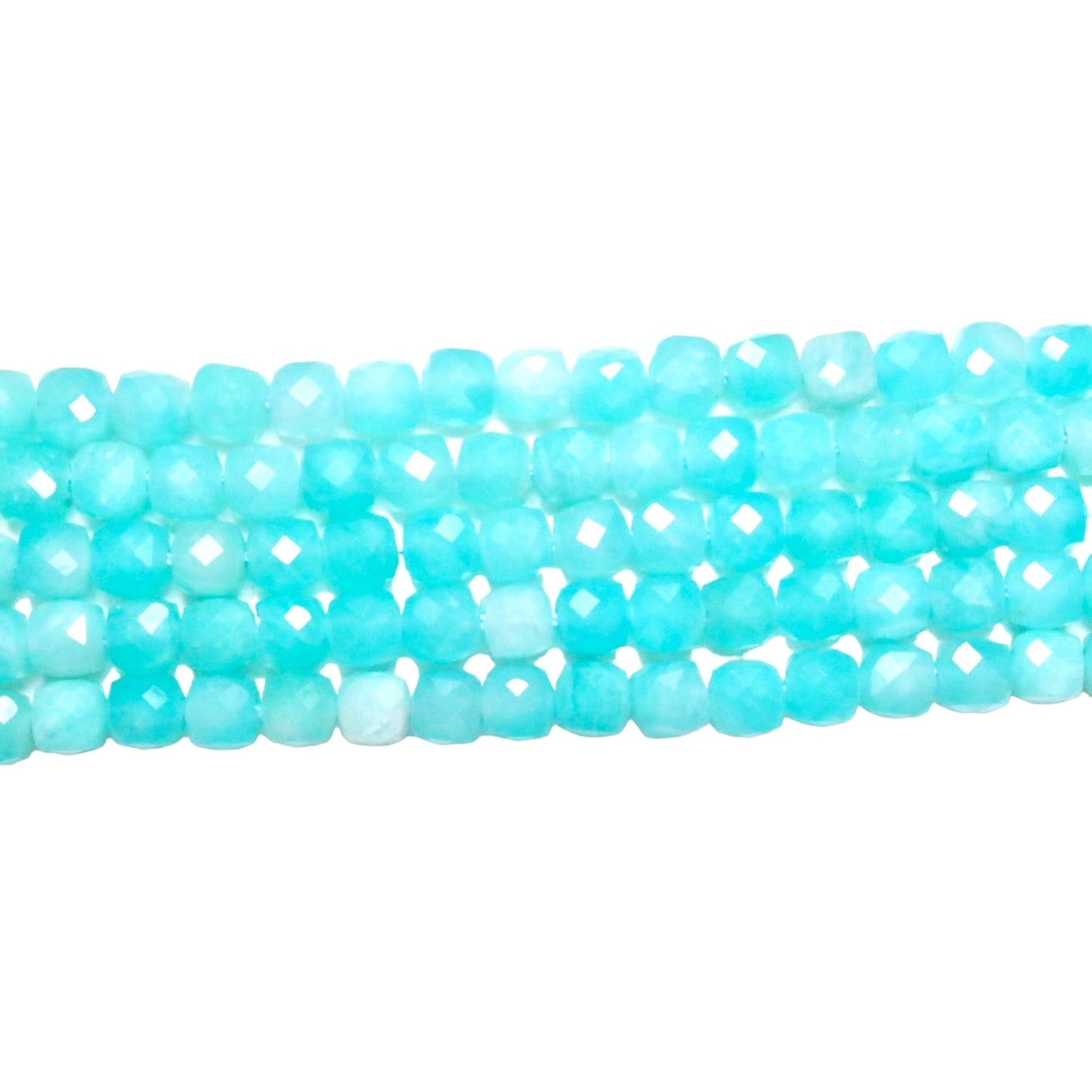 Fil d'Amazonite carré facetté 4x4 mm - Foliesbijoux