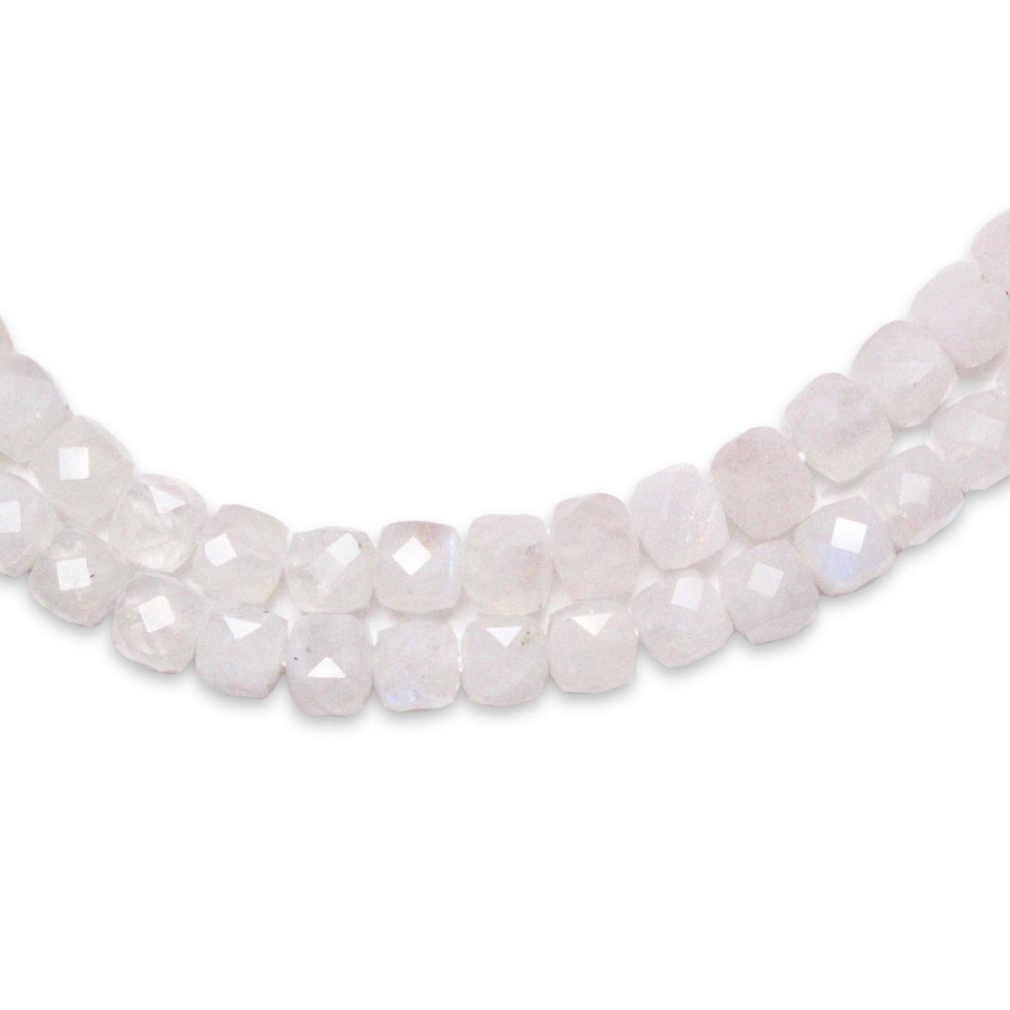 Fil Pierre de lune bleutée en cube facetté - Foliesbijoux