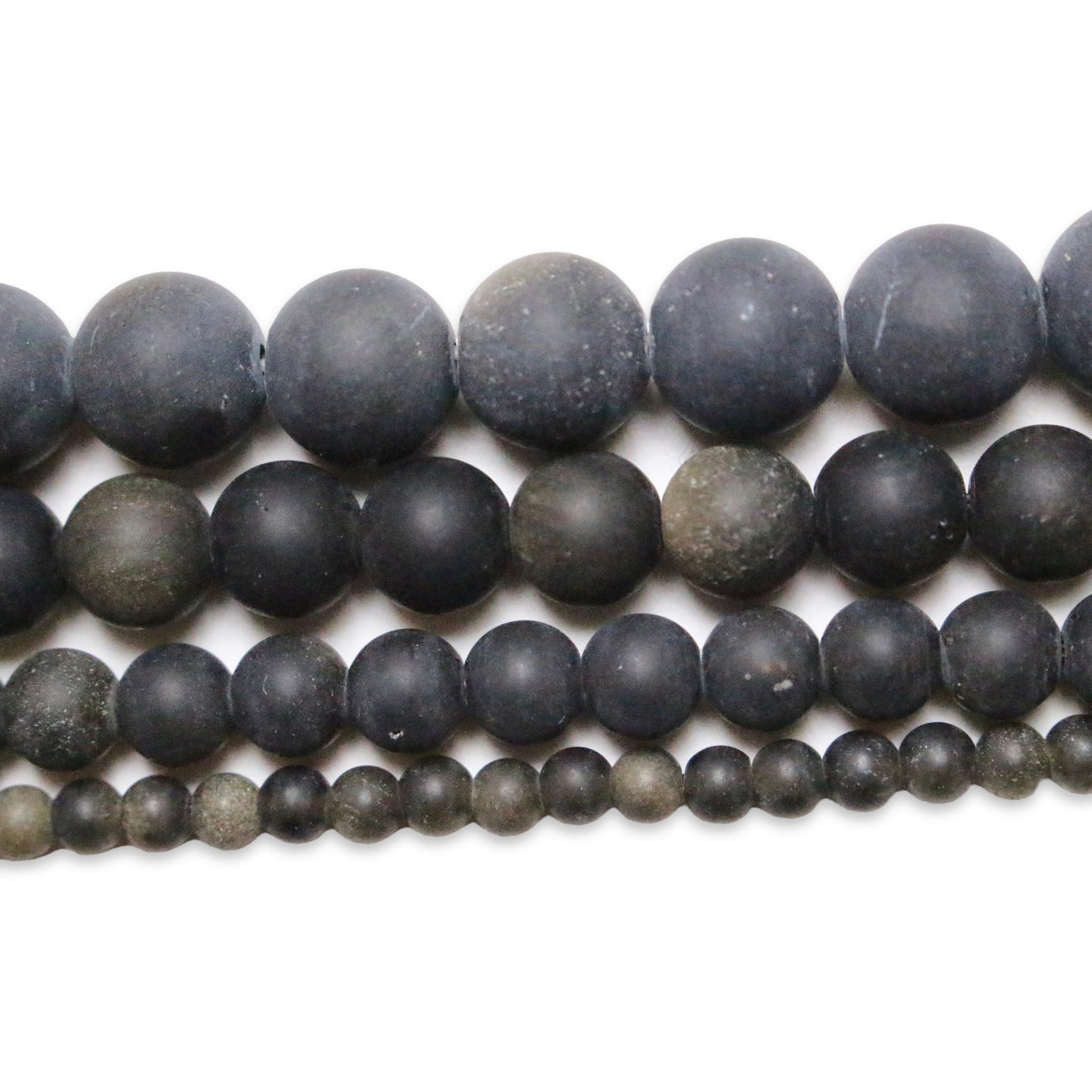 Fil de perle Obsidienne doré mat A+ - Foliesbijoux