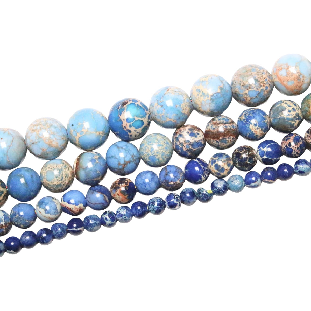 Fil de perle Jaspe Impérial Bleu chauffé - Foliesbijoux