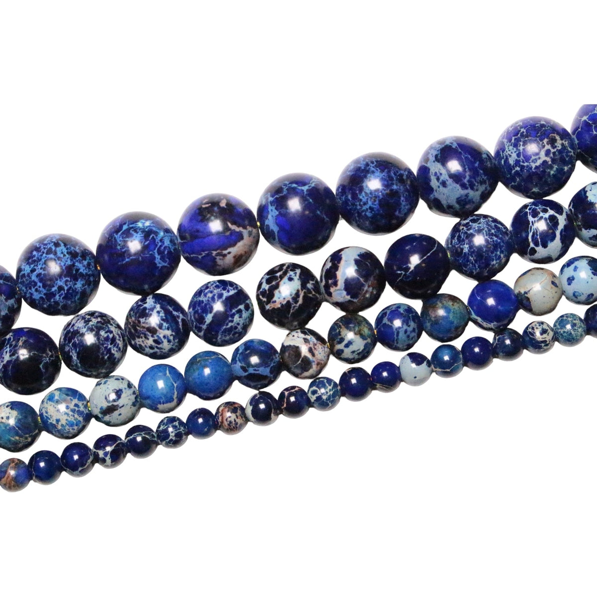 Fil de perle Jaspe Impérial bleu marine chauffé - Foliesbijoux