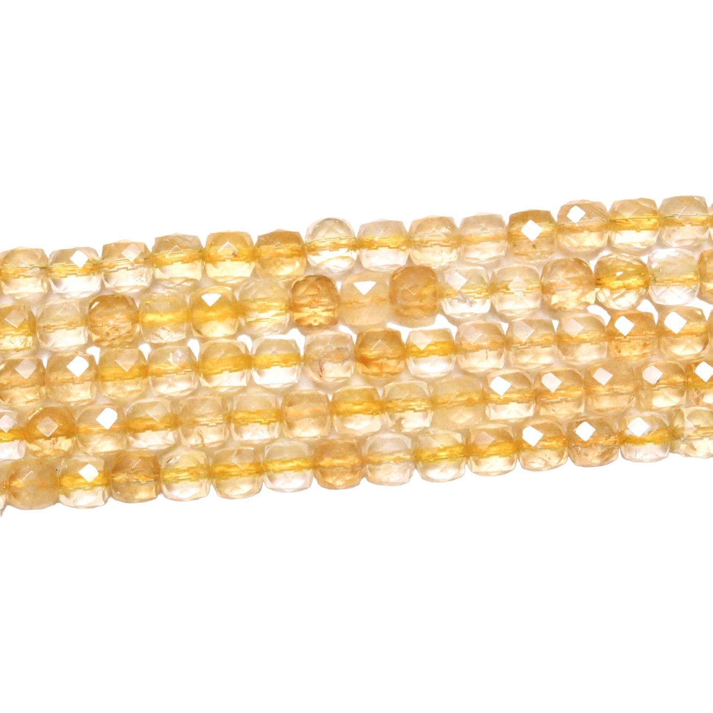 Fil de Citrine chauffée carré facetté 4x4 mm - Foliesbijoux