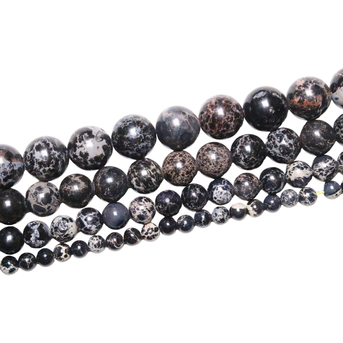 Fil de perle Jaspe Impérial Noir chauffé - Foliesbijoux