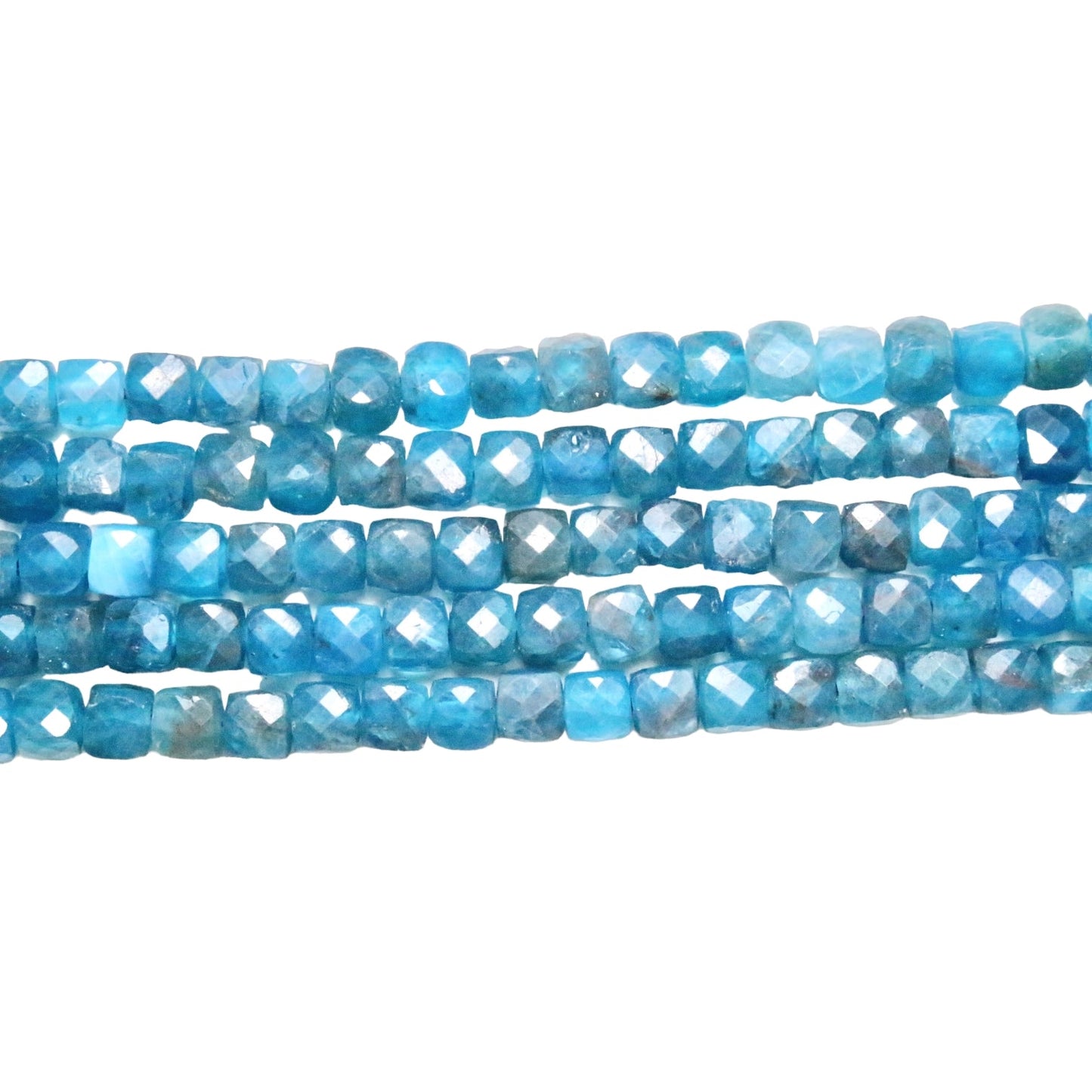 Fil d'Apatite bleue carré facetté 4x4 mm - Foliesbijoux