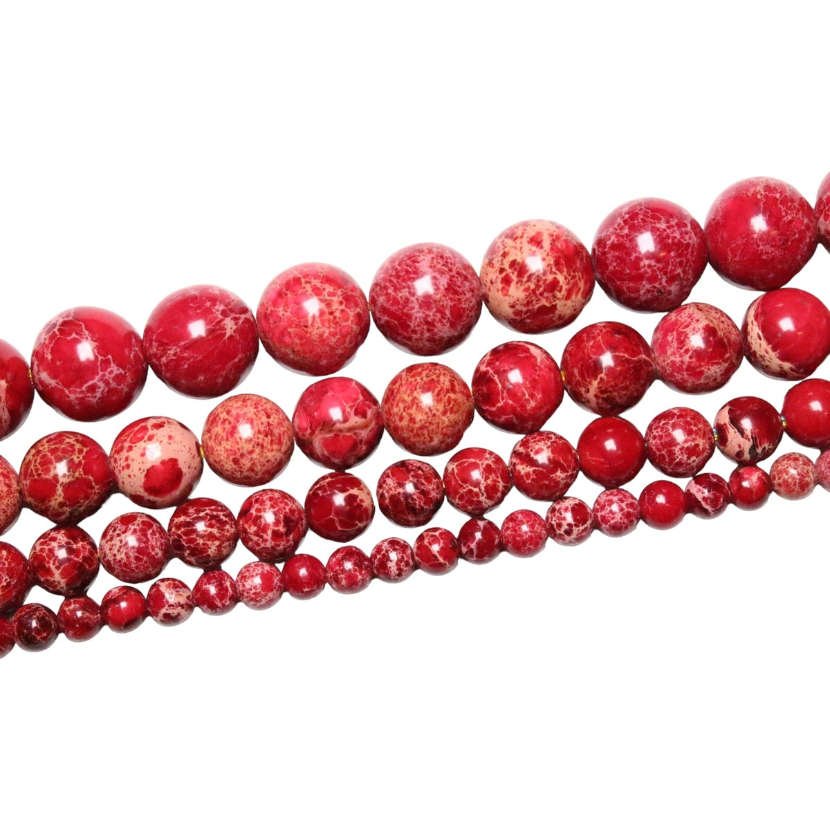 Fil de perle Jaspe Impérial rouge chauffé - Foliesbijoux