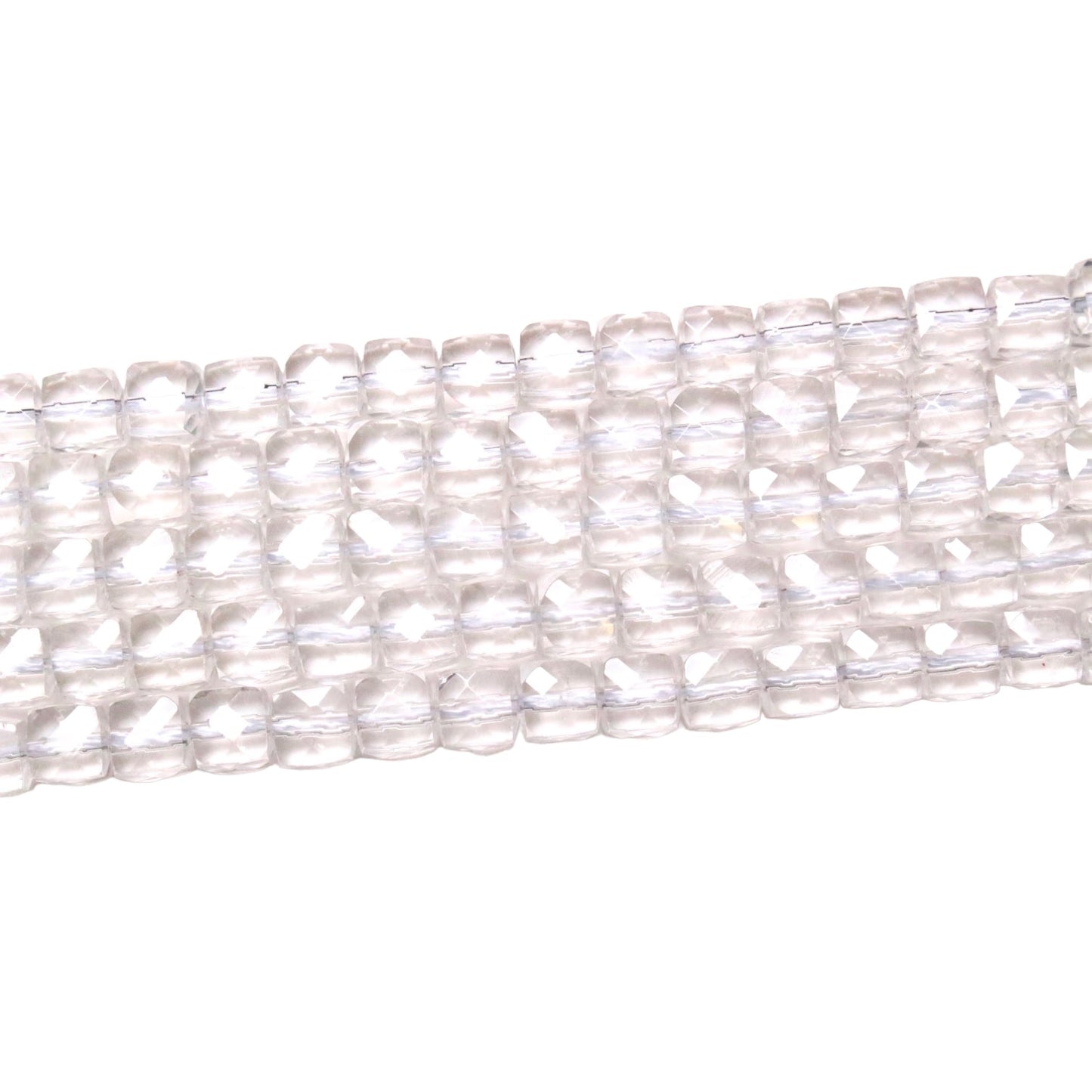 Fil de Cristal de roche carré facetté 4x4 mm - Foliesbijoux