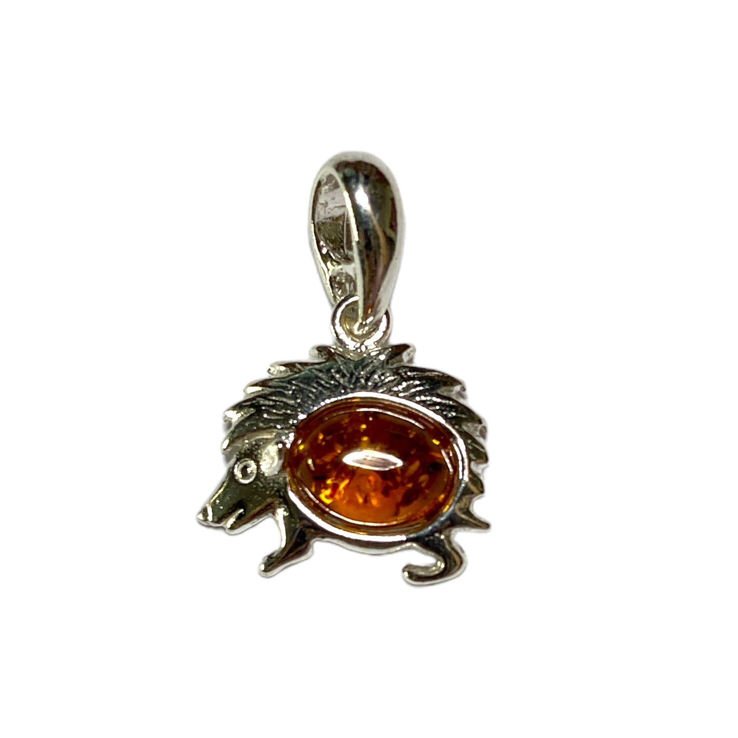 Pendentif ambre & argent hérisson #28 - Foliesbijoux