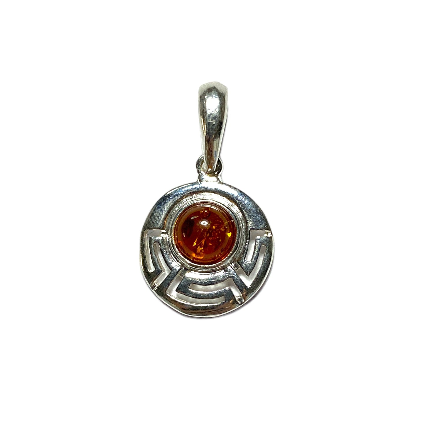 Pendentif ambre & argent cercle #17 - Foliesbijoux