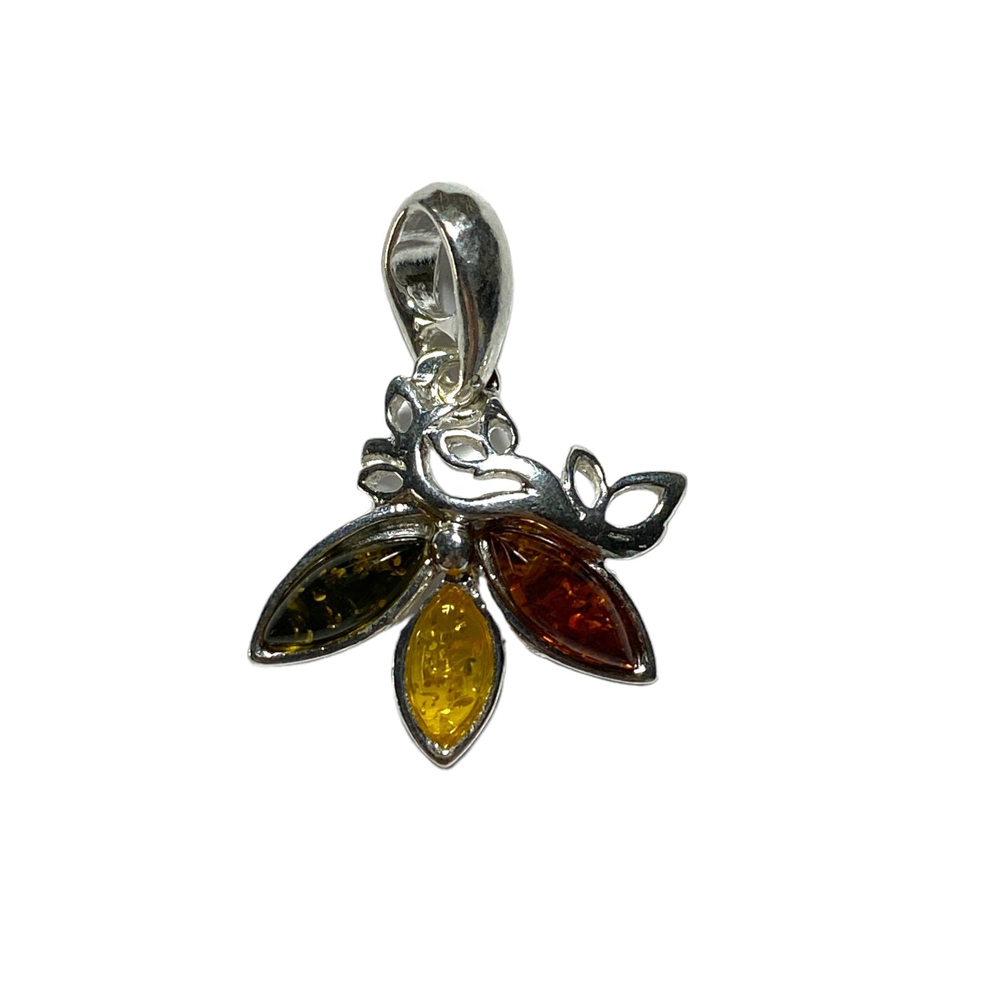Pendentif ambre & argent fleur #34 - Foliesbijoux