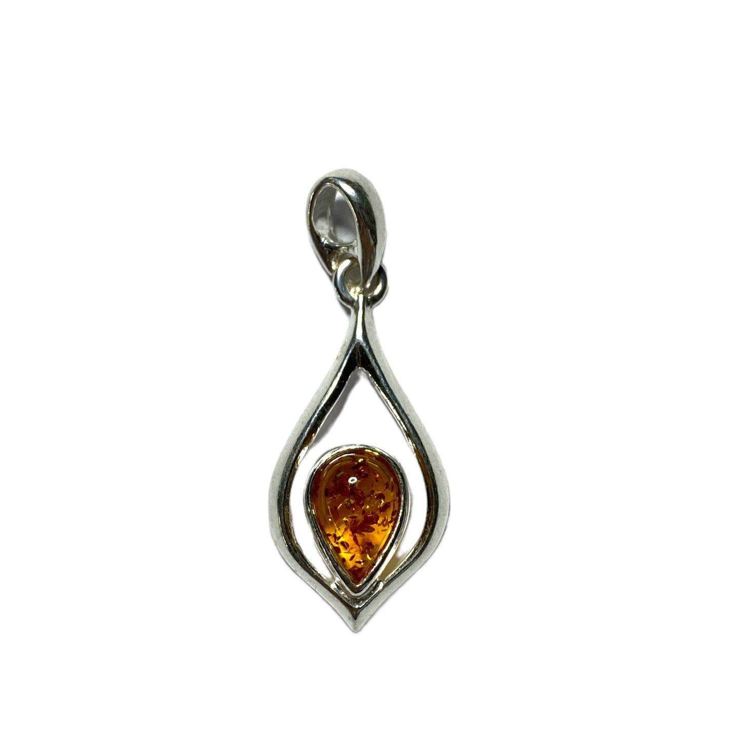 Pendentif ambre & argent ovale #13/#42 - Foliesbijoux