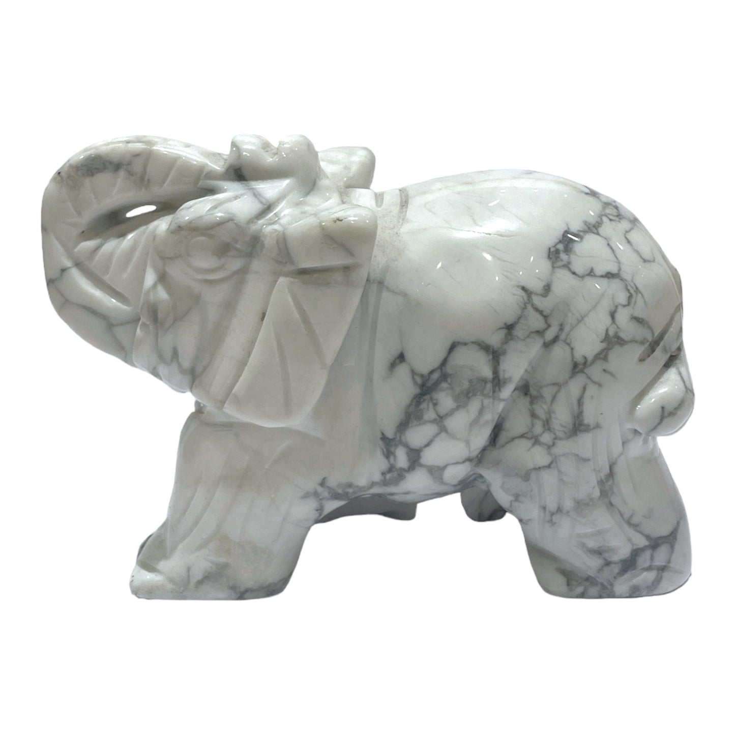 Figurine elephant Howlite blanche - Foliesbijoux