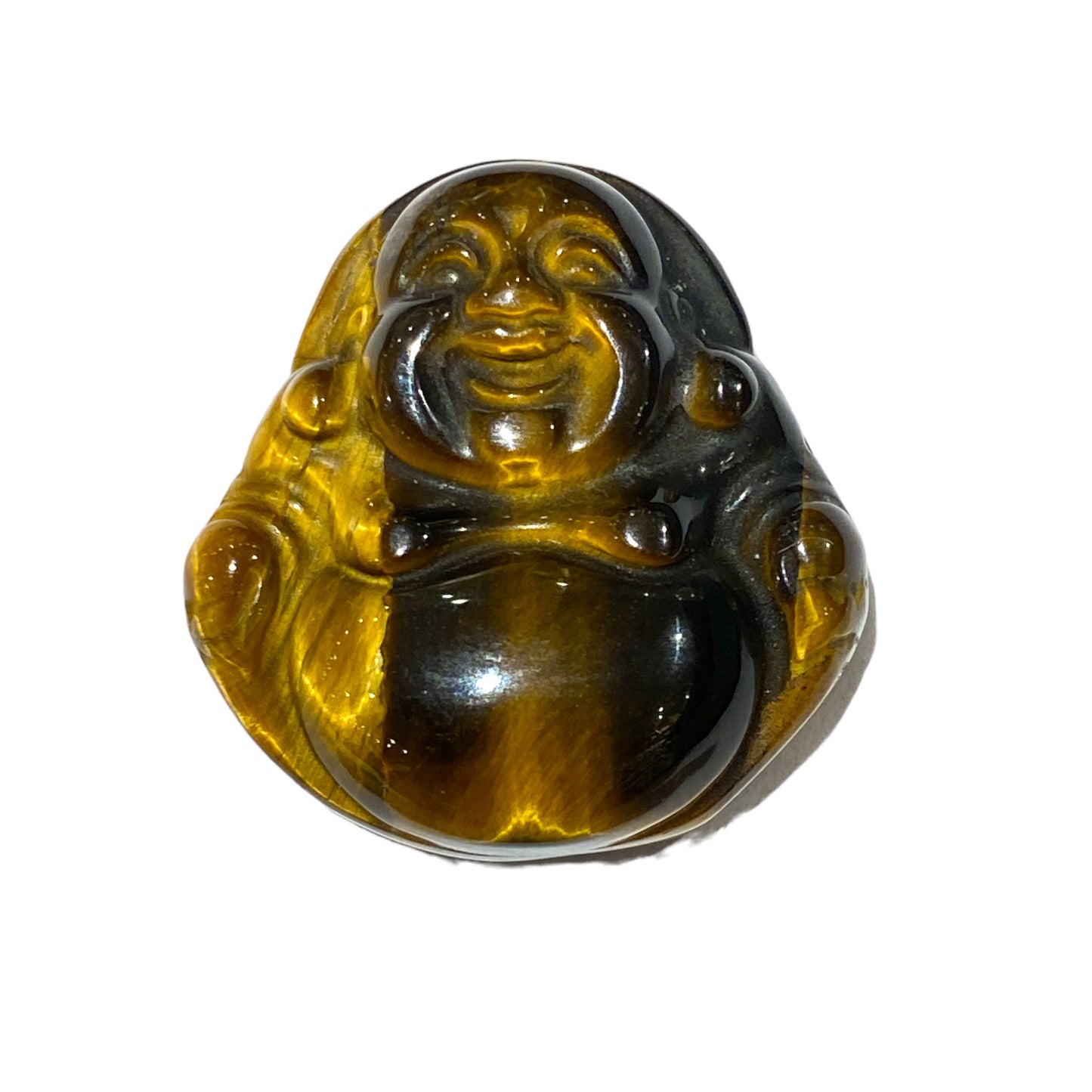 Pendentif Bouddha en oeil de tigre percé devant - Foliesbijoux