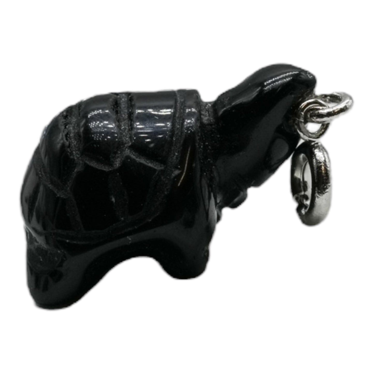 Pendentif en tortue argenté en Obsidienne noire (symbole de protection & sagesse) - Foliesbijoux