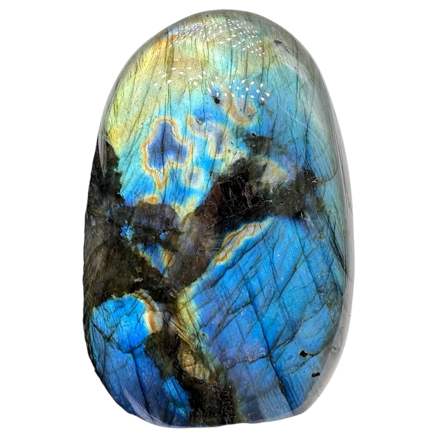 Labradorite flashy forme libre AA+ (Lot 47) 409g 7x3.5x10.5cm - Foliesbijoux