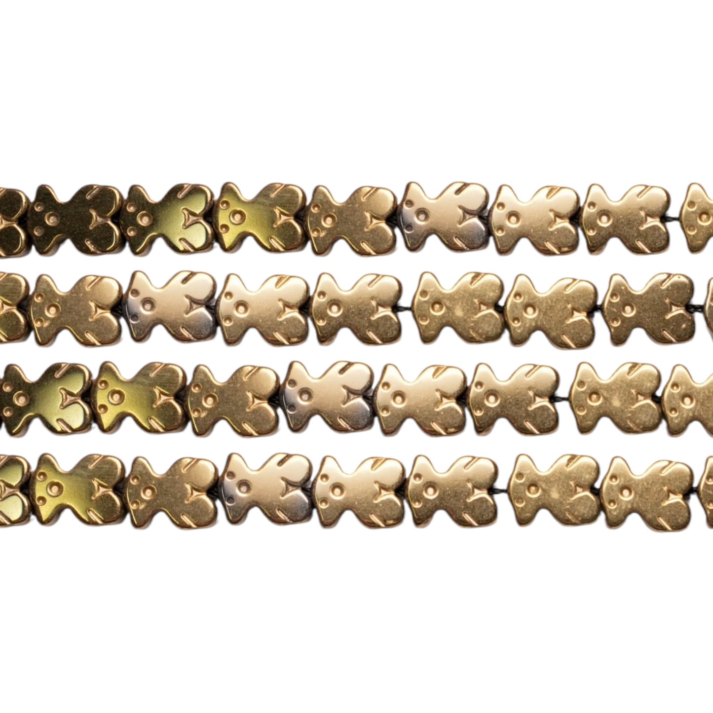 Fil de perle Hématite Ours electroplaquée doré HED-220 6x8 mm - Foliesbijoux