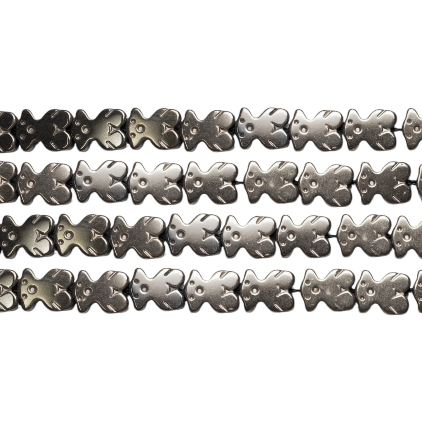 Fil de perle Hématite Ours electroplaquée argenté HEA-220 6x8 mm - Foliesbijoux