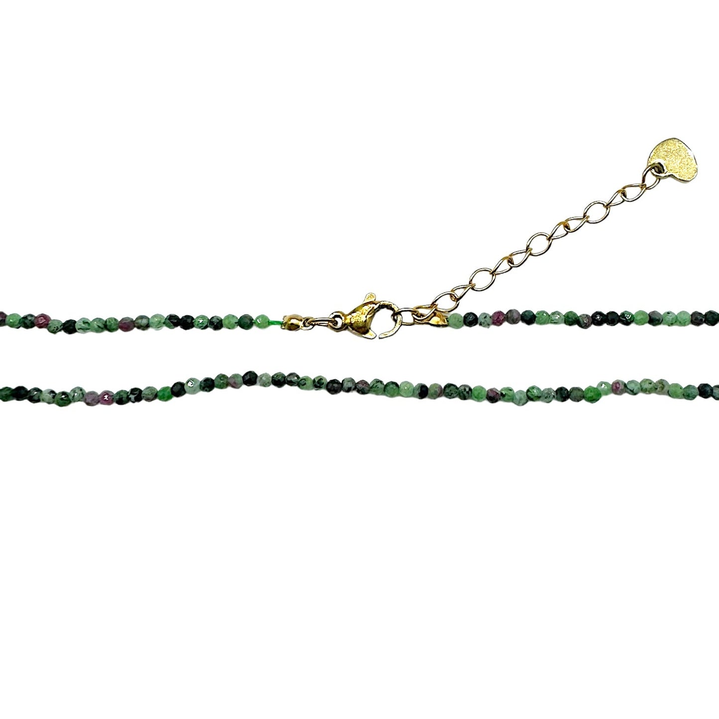 Collier Rubis sur zoisite 2-3mm acier inoxydable doré/argenté (référence 29) - Foliesbijoux