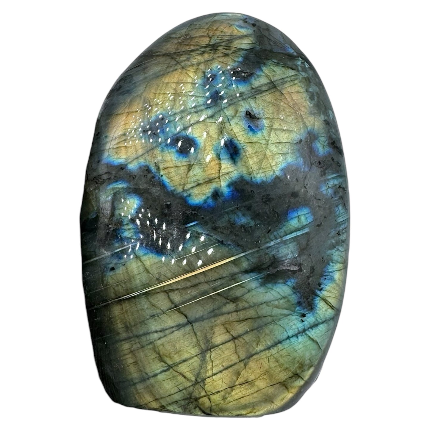 Labradorite flashy forme libre AA+ (Lot 74) 390g 6.5x3.5x10cm - Foliesbijoux