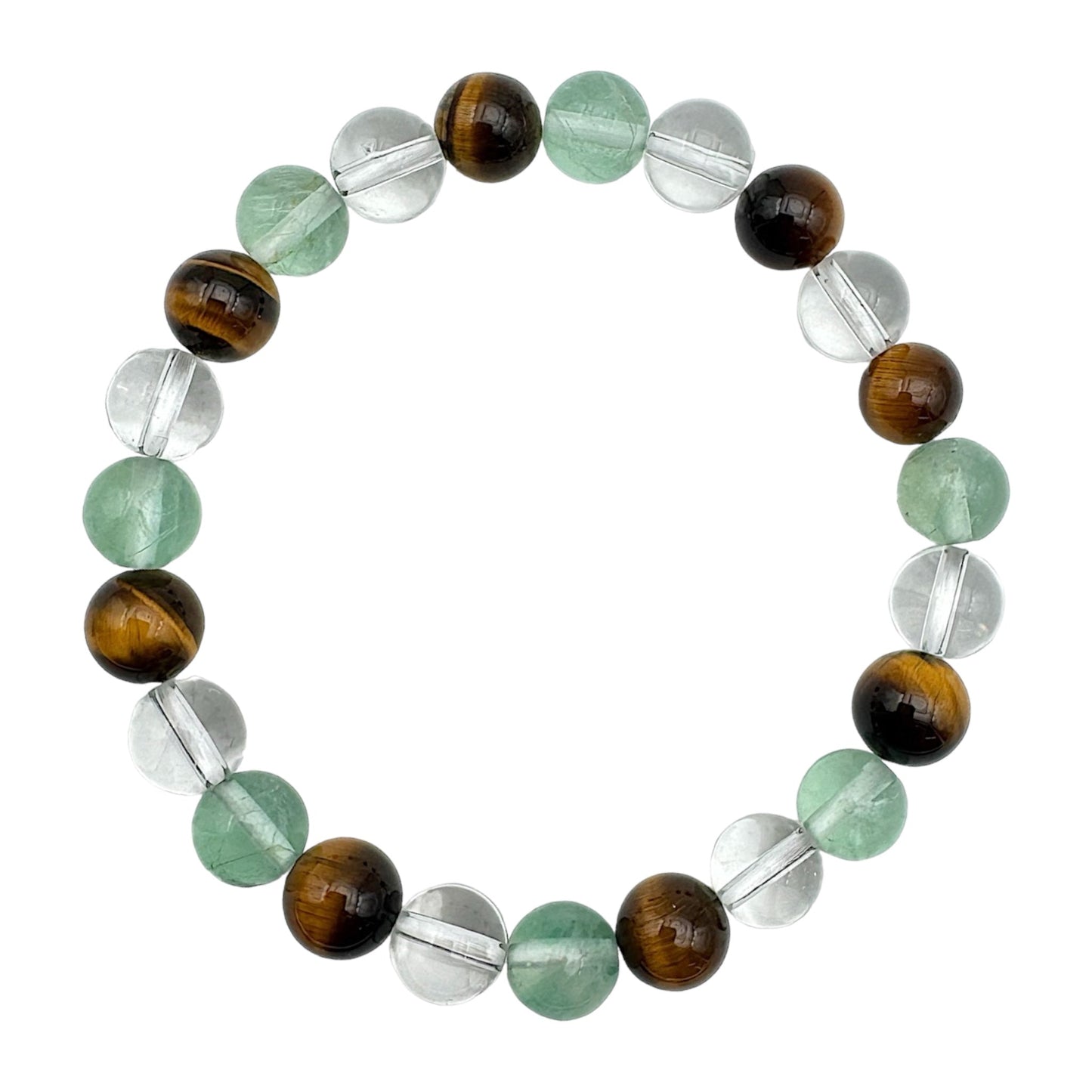 Bracelet Concentration/special examen A+ — oeil de tigre, Fluorine A & Cristal de roche (numéro 10) - Foliesbijoux