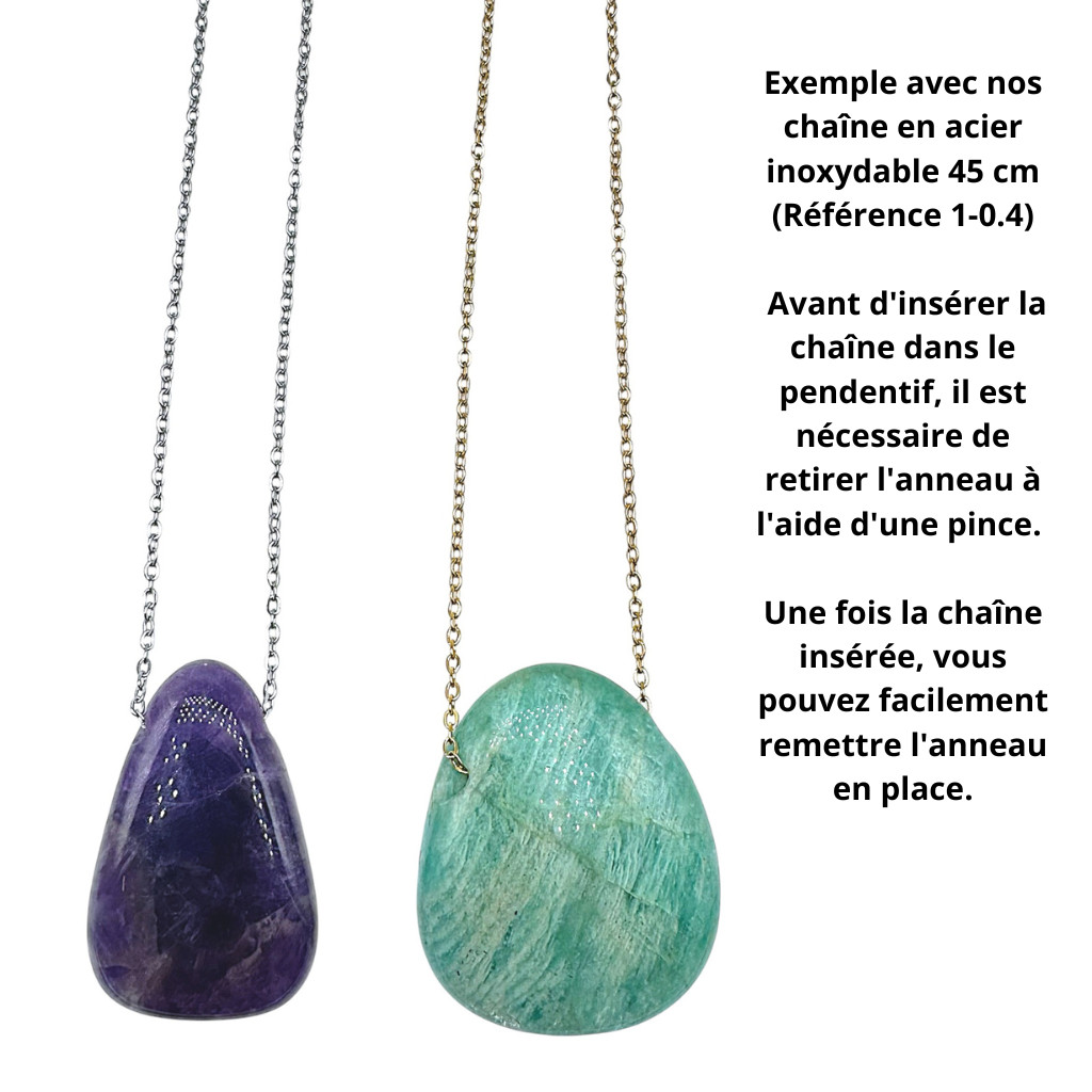 Pendentif forme libre percé sur le côté (18 pierres différentes) - Foliesbijoux