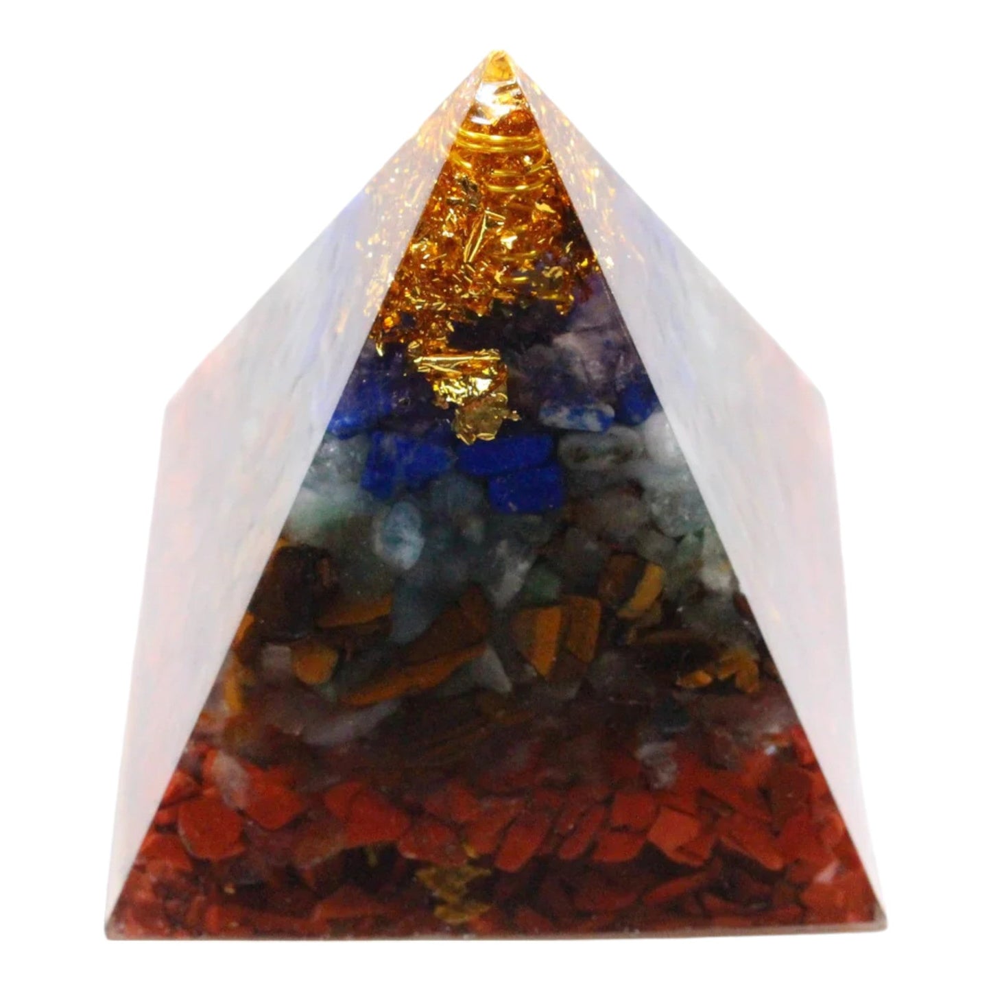 Pyramide Orgonite 7 chakras 6x6 cm - Foliesbijoux