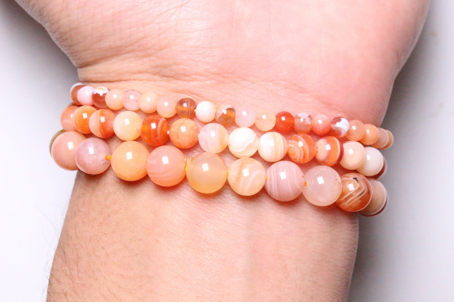 Bracelet Agate Botswana orange A+ - Foliesbijoux