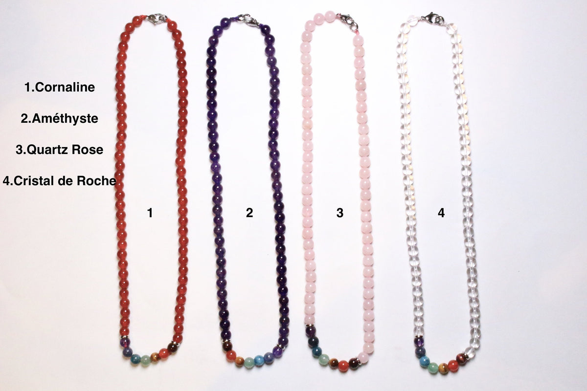 Collier boule 7 Chakras 6mm - Foliesbijoux