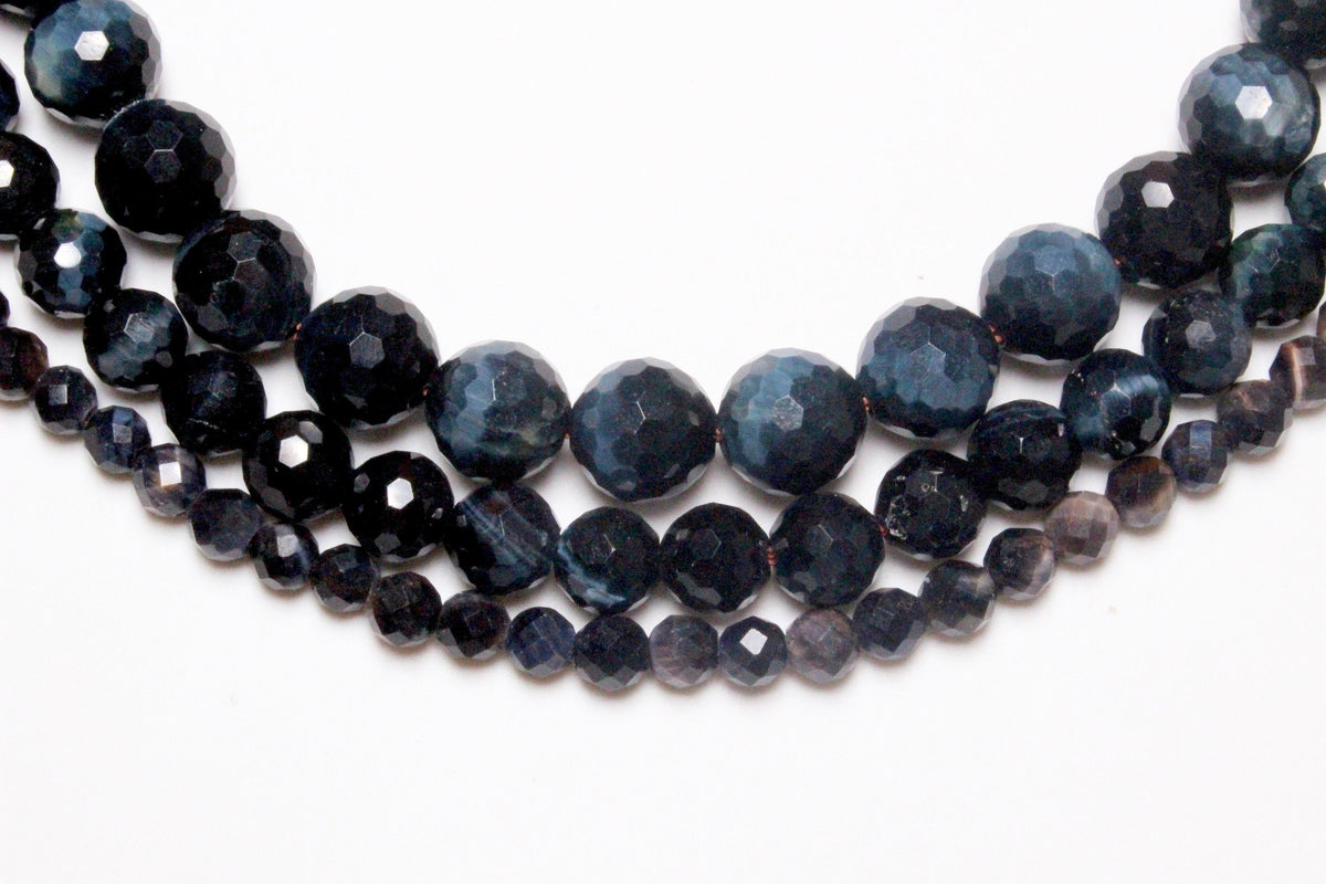 Fil Oeil de faucon en perle facetté - Foliesbijoux